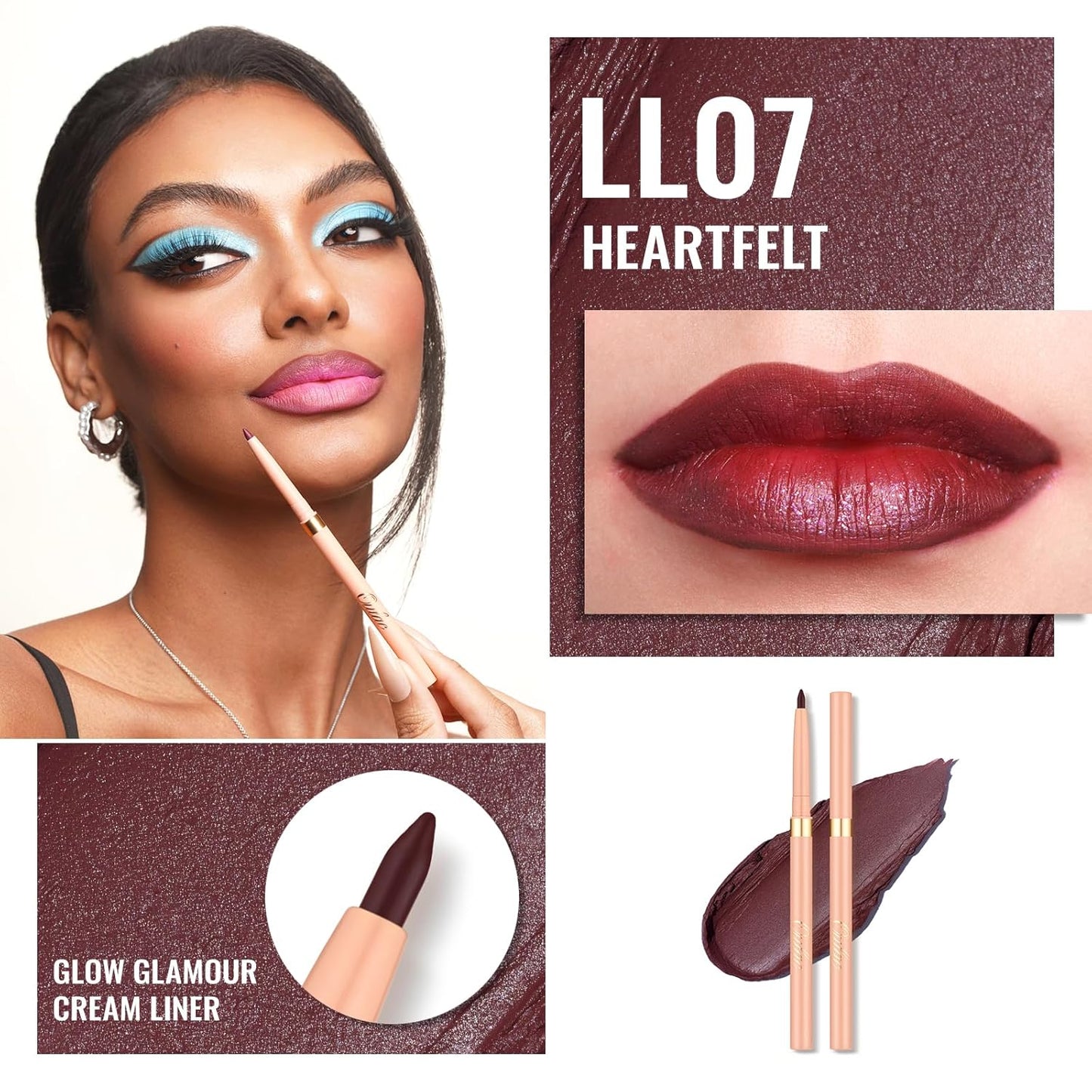 Oulac Red Lipstick & Lipliner Set High Impact Lipcolor with Moisturizing Formula, Vegan Beauty, Full-Coverage Lip Color, Gift Lipstick for Women, 4.3g X 3PCS, LL07+03+04