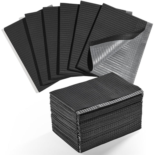 Makartt Disposable Nail Mats: 50Pcs Fordable Nail Paper Towels for Table Acrylic Practice Sheet 3 Ply Waterproof Nail Art Table Mats Clean Pads for Salon Manicure Tattoo Black