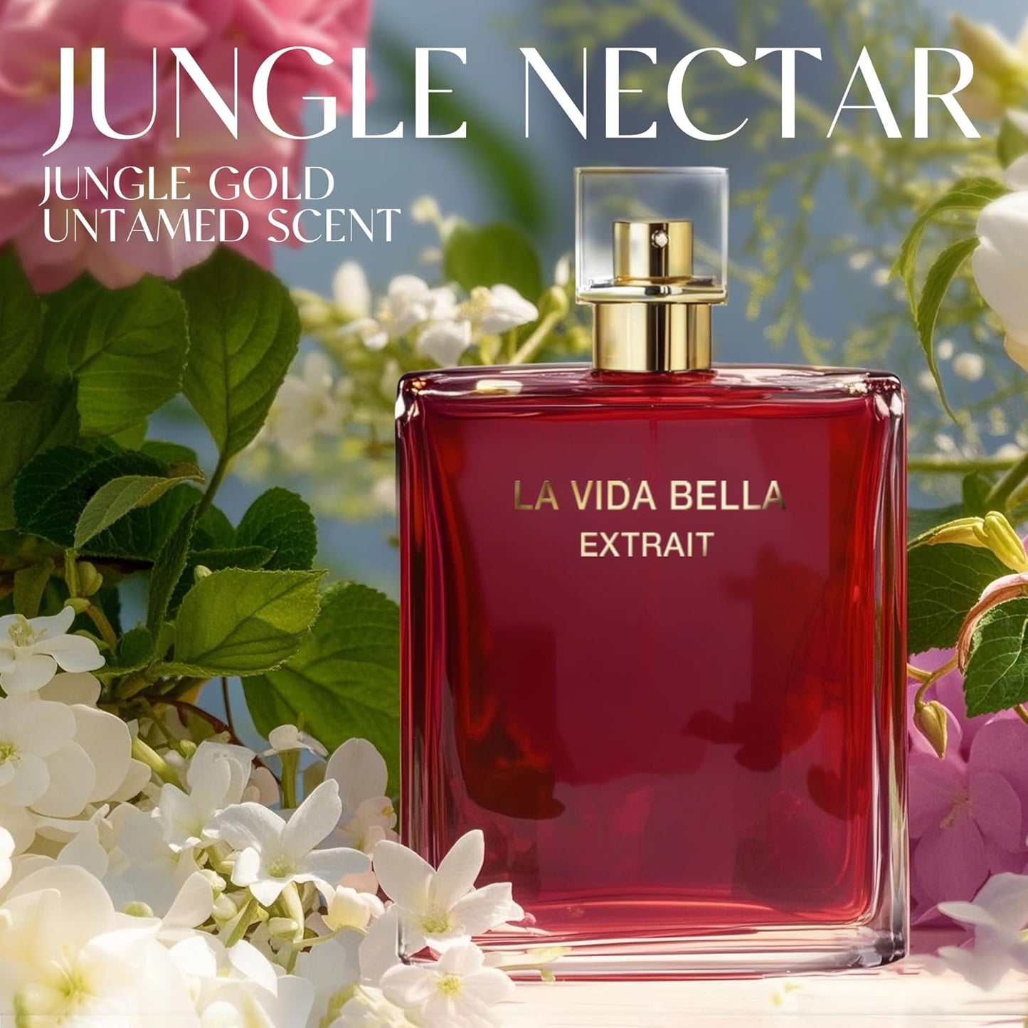 2PCS La Vida Bella EXT Women Perfume 3.4 Fl Oz Eau de Parfum Natural Spray with Raspberry, Violet & Cocoa Butter Scent Best Gift for Women All Day Use