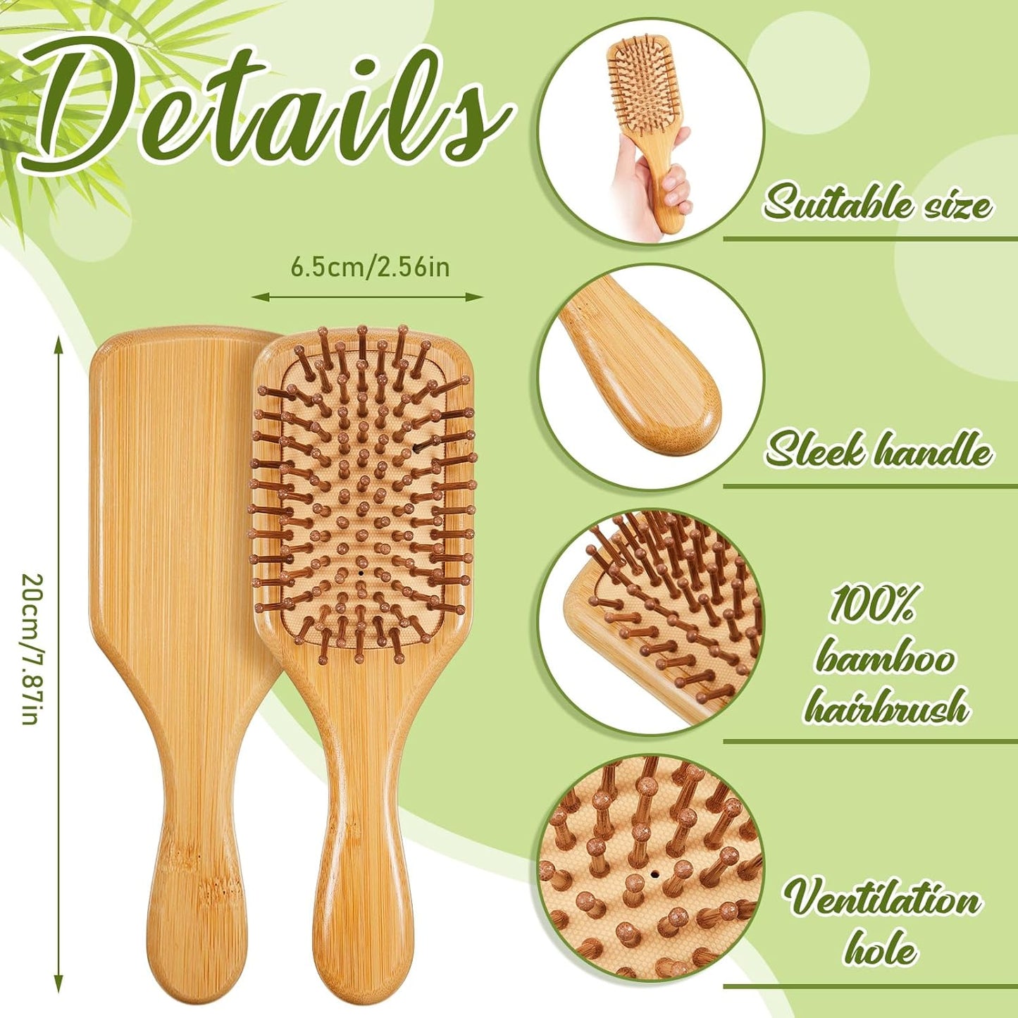 Tessco for you 12 Pcs Christmas Bamboo Hair Brushes Thanksgiving Bulk Wooden Paddle Brush Scalp Massage Bristle Anti Static Engraving DIY Gift for Women Wedding(7.87'' X 2.56'',Natural)