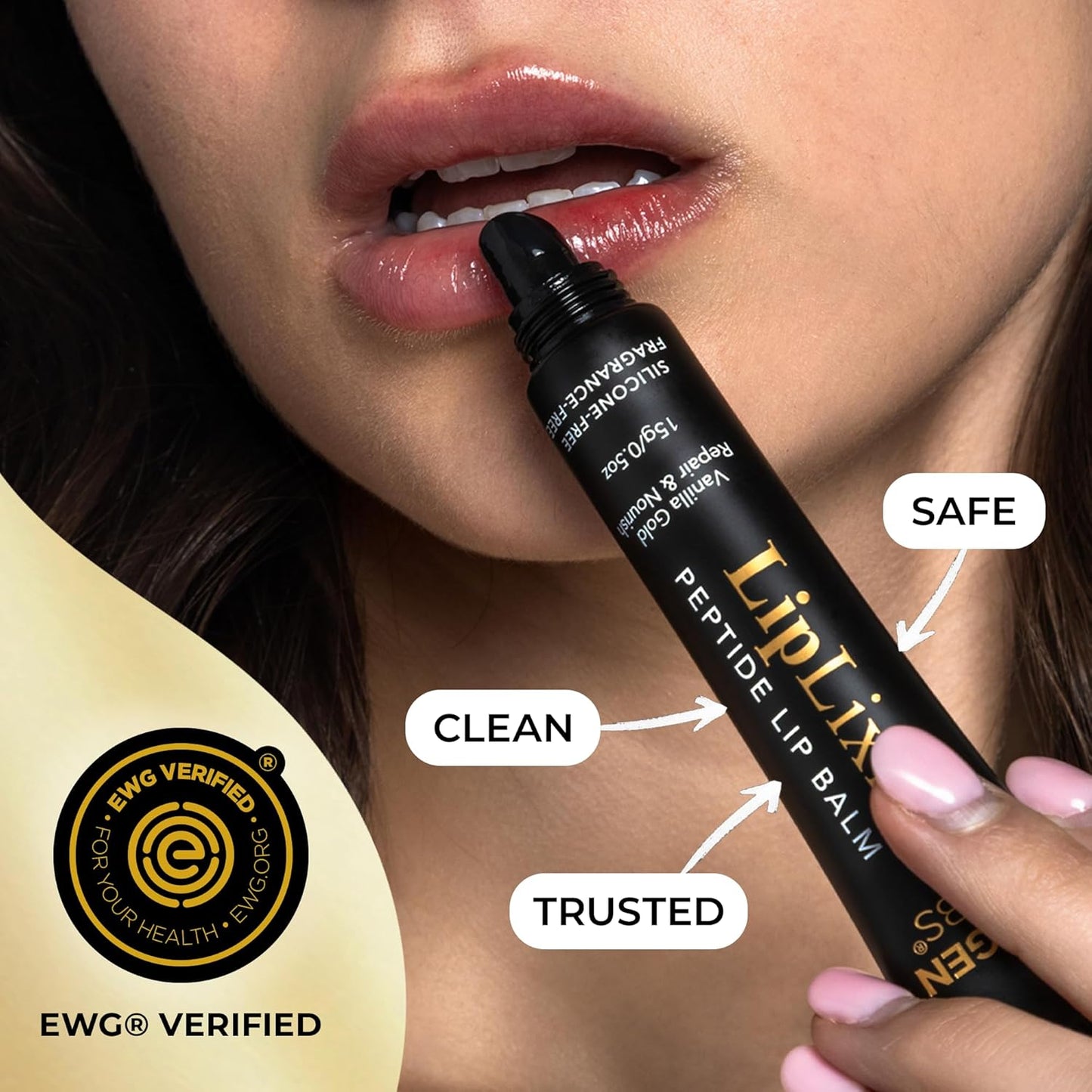 LipLixir Non Toxic Peptide Lip Balm – EWG® VERIFIED, All-Natural, Ultra-Clean, Hydrating, Doctor Approved Lip Gloss – Fragrance-Free with Shea, Cocoa & Coconut Oil, (Reformulated Thicker Formula)