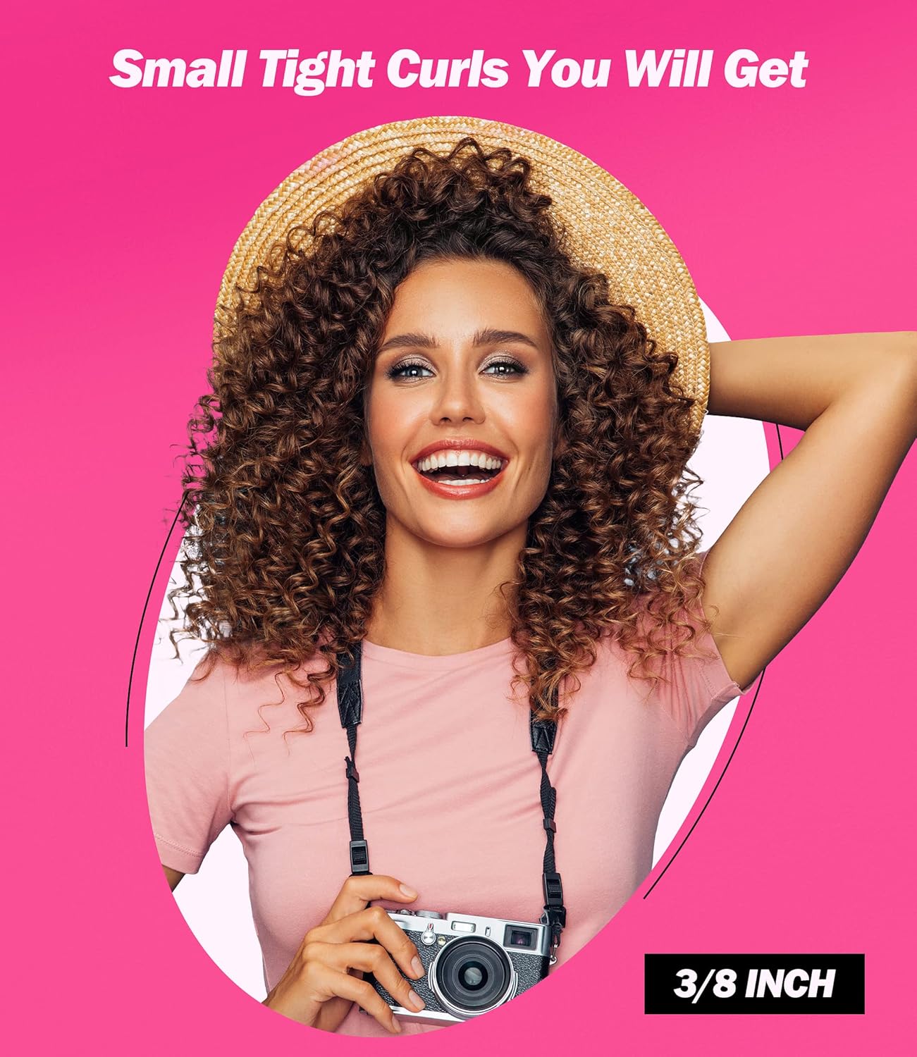 FARERY Small Curling Wand, 3/8 Inch Curling Iron for Short & Long Hair, Ceramic Small Barrel Curling Iron with Argan Oil & Keratin Infused, 30s Fast Heat Up, 12 Adjustable Temperature, Glove Included