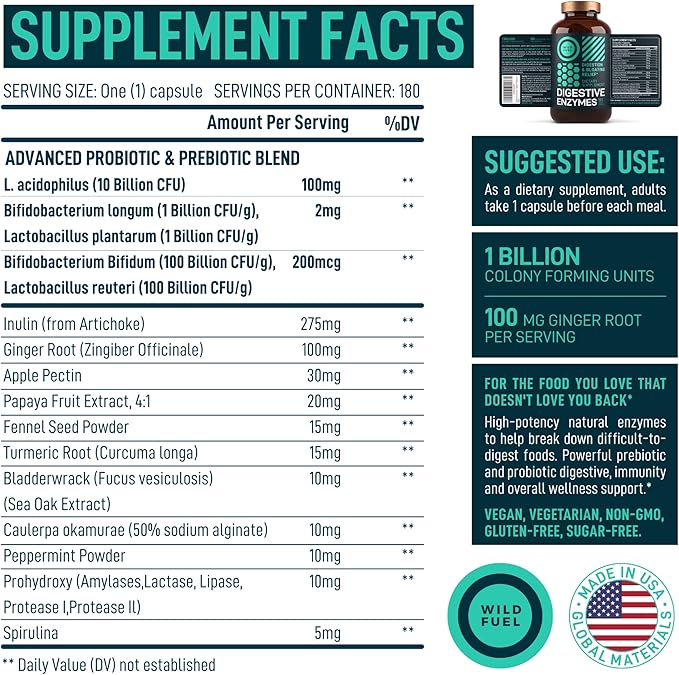 Digestive Enzymes with Probiotics and Prebiotics 180 Caps