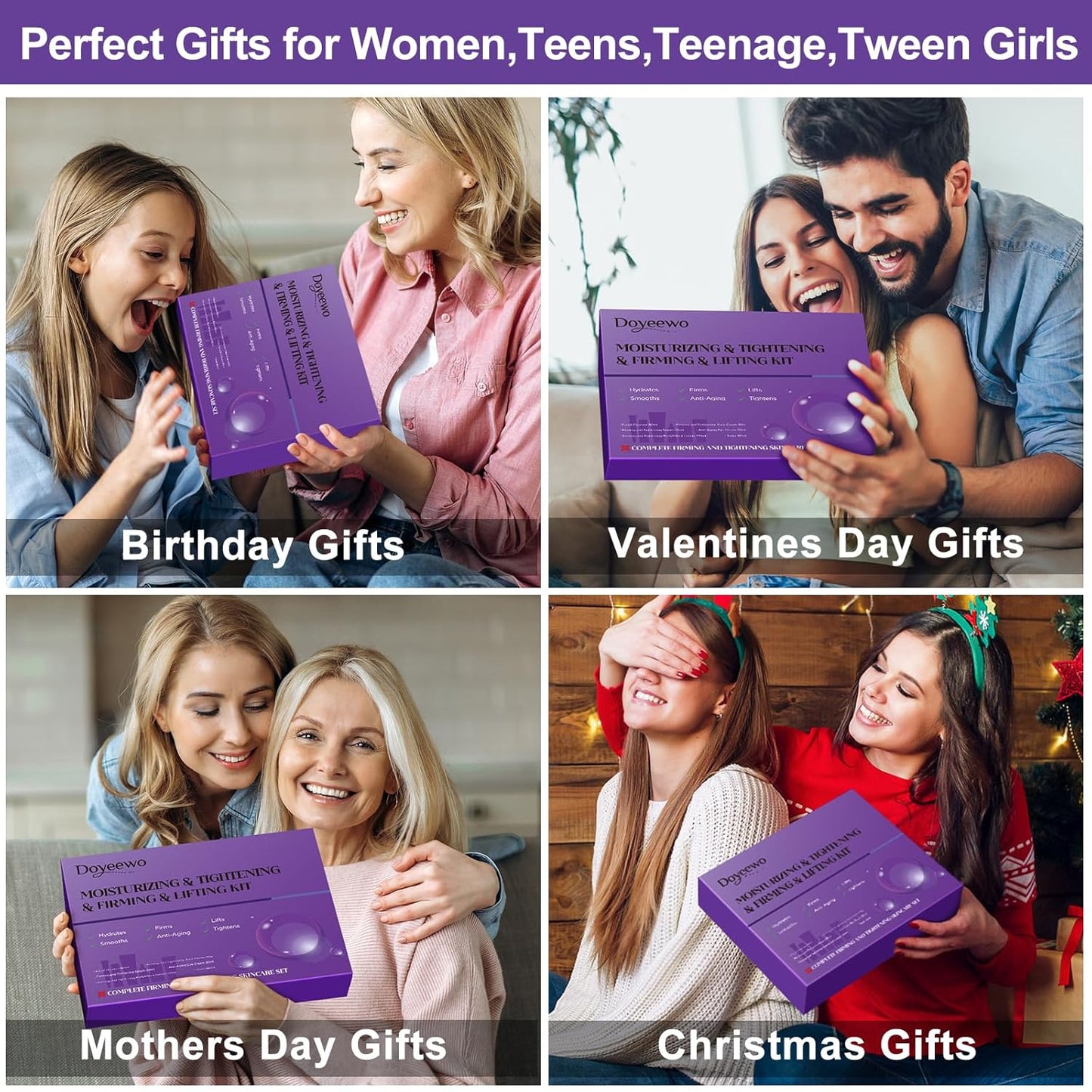 Skin Care Set,6Pcs Professional Womens Teens Tighten Lift Firm Skincare,Hydrate Anti-Aging Facial Routine Kit Travel Gift Set,Birthday Christmas Secret Santa Gifts for Women Teenage Girl Wife Mom