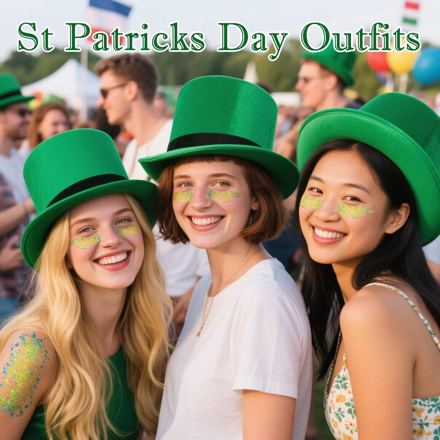 Chameleon Green Body Hair Glitter Stick,Gold Green Face Glitter St Patricks Day Accessories,Waterproof Shimmer St Patrick's Day Outfit for Women,Mardi Gras Rave Singer Concert Makeup