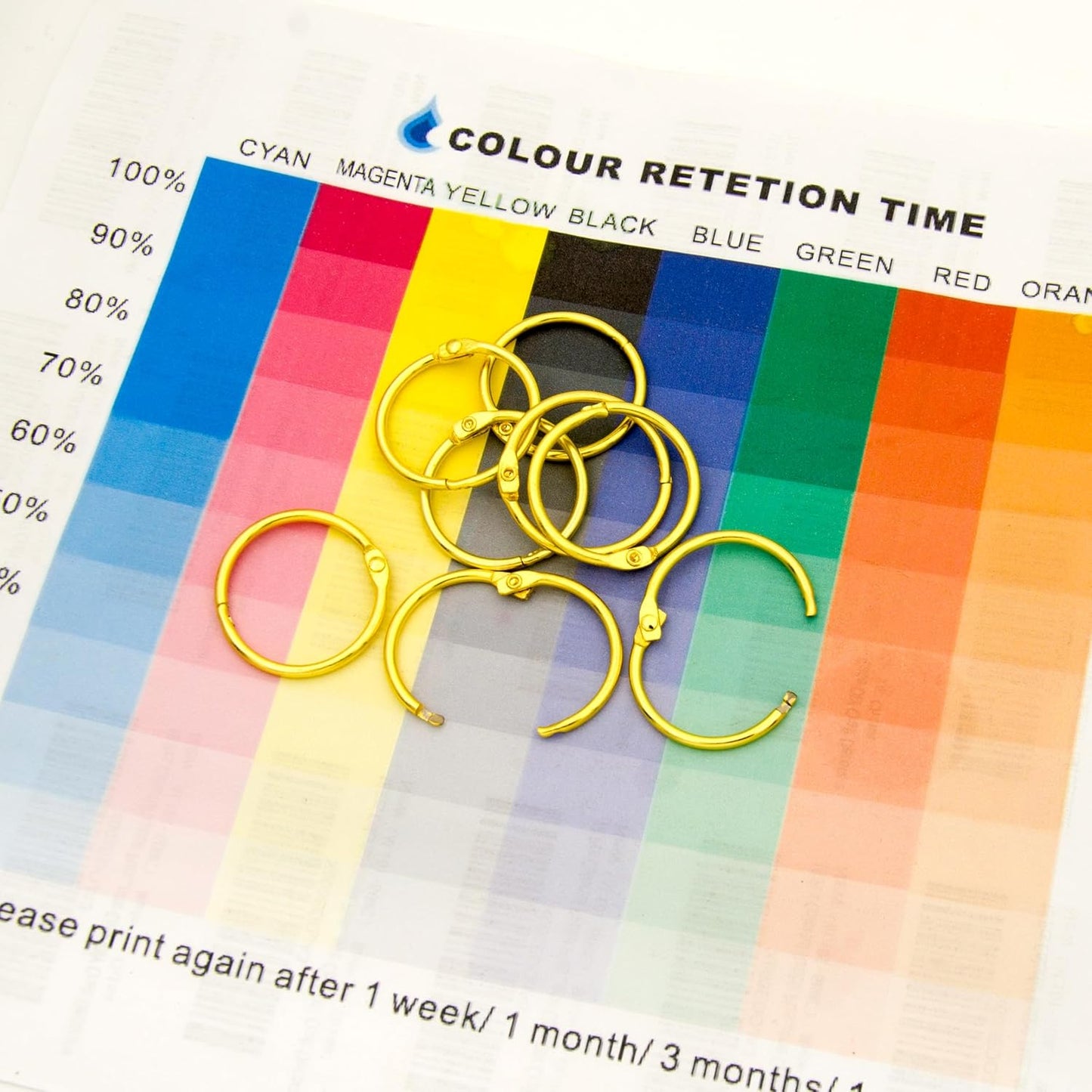 Loose Leaf Binder Rings Inner Dia: 1 inch(25.5mm) 100pcs Metal Golden Book Binder Rings Paper Rings Clips Key Rings Index Cards Rings Great for Home School Office