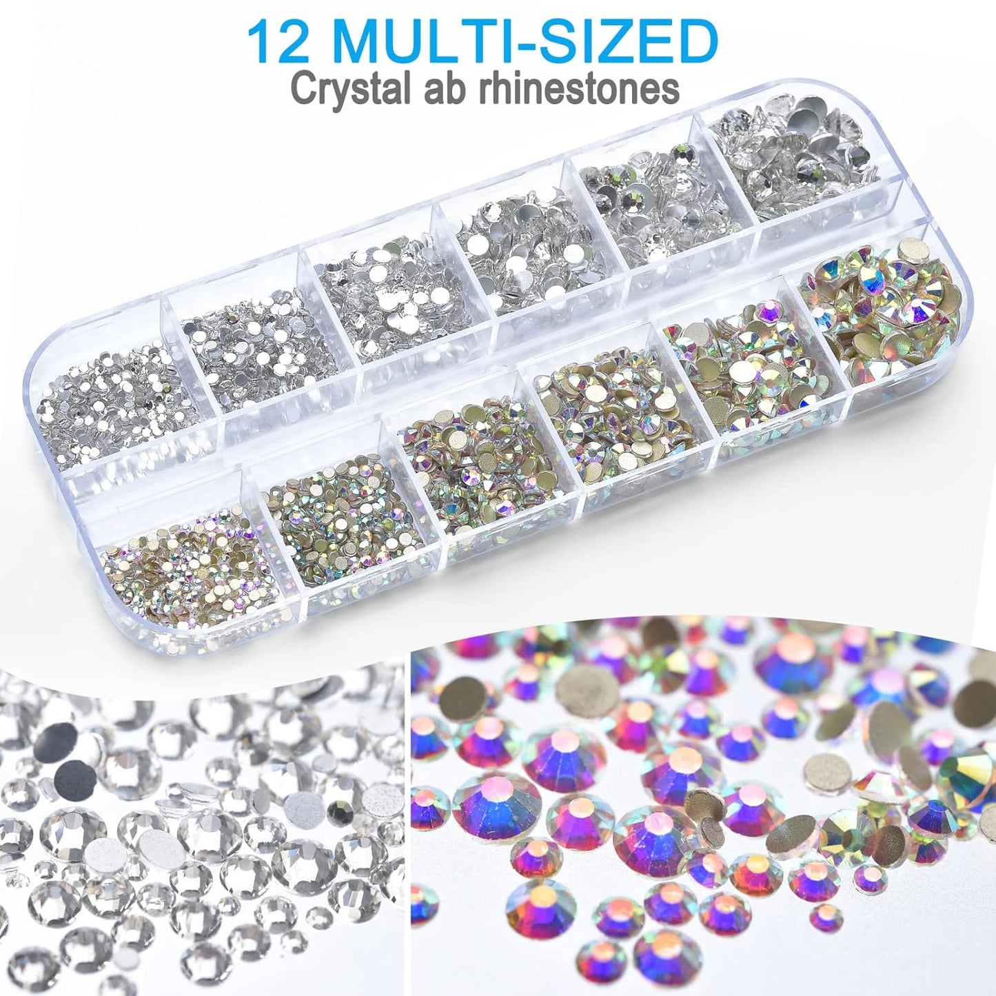 Nail Pearls Rhinestones for Nail Art,Clear Nail Gems Diamonds and AB Nail Crystals,Beige Flat Pearls for Nails,Nail Beads Supplies Accessories Stuff for Nail Tech,Craft DIY Pearl with Wax Pen Tweezers