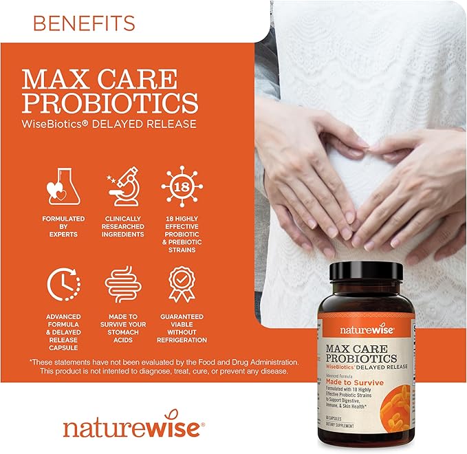 NatureWise Enhanced Collagen Peptides (45 Servings) - Hydrolyzed Type I & III + NatureWise Max Probiotics for Men & Women | Delayed Released Capsule 30 Billion CFU