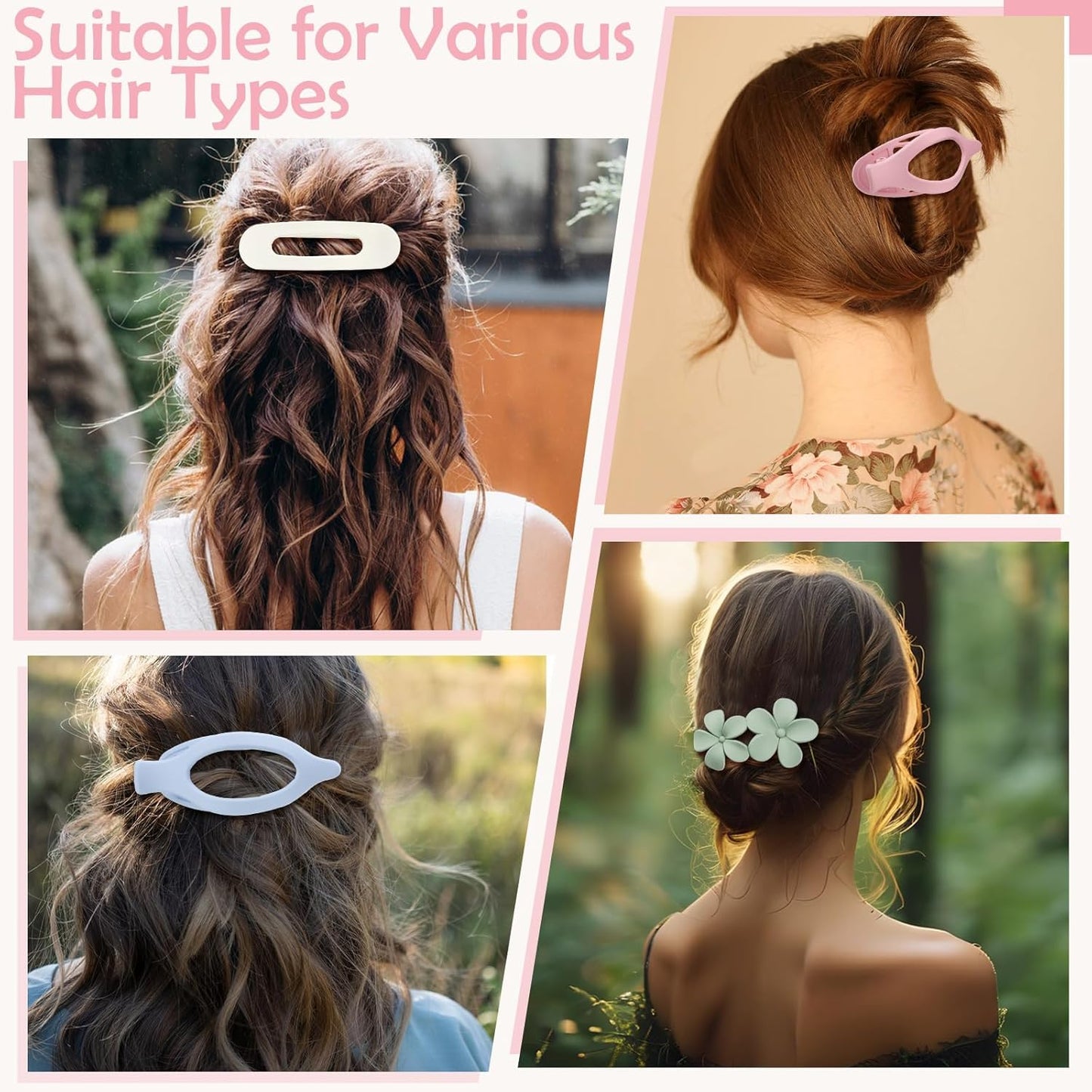 10 Pcs Flat Hair Clips for Women, 3 Styles French Flat Claw Clips Non-slip Matte Hair Clips for Thin Thick Hair, Multicolor