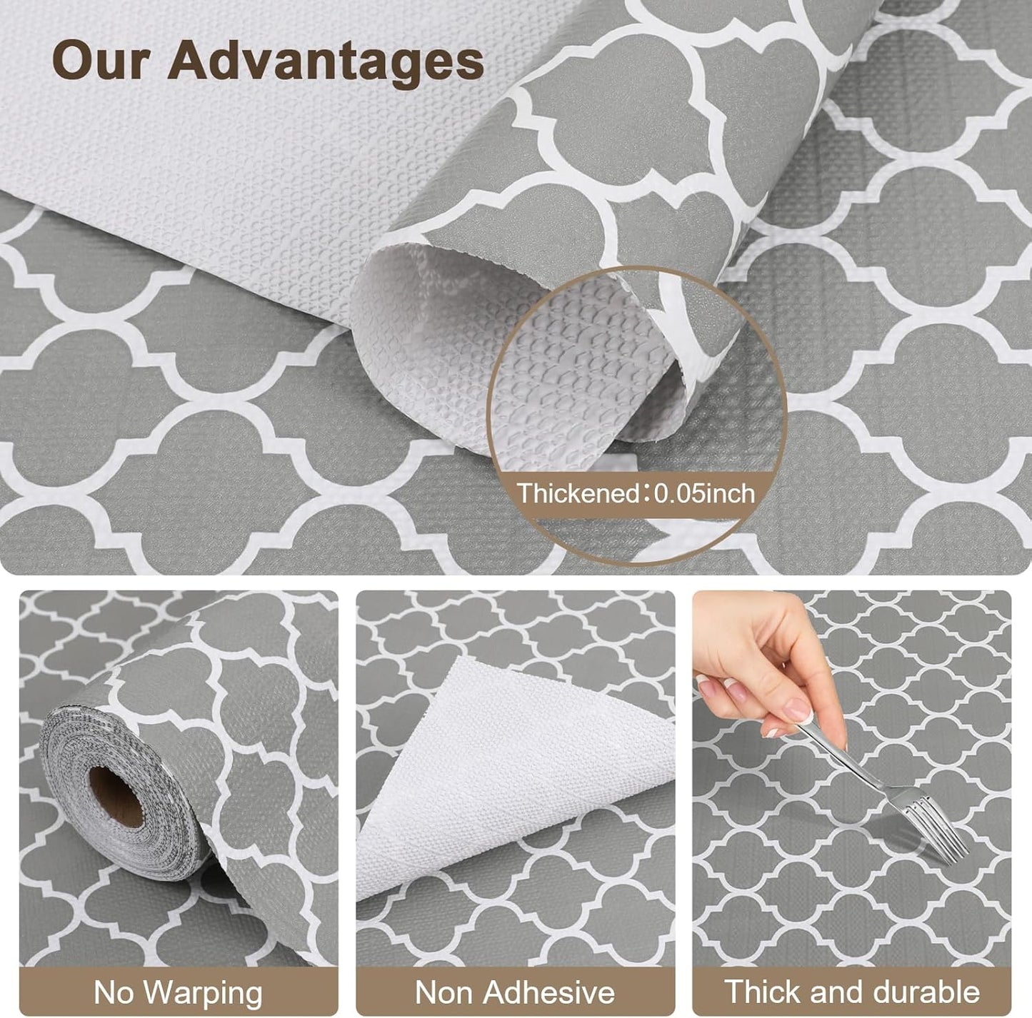 OcePor Non-Adhesive Drawer and Shelf Liner 24IN x 30FT，Non Slip Cabinet and Cupboard Liner, Kitchen Cabinet Liners for Shelves, Waterproof Drawer Shelf Liners for Cabinets/Bathroom Cupboard