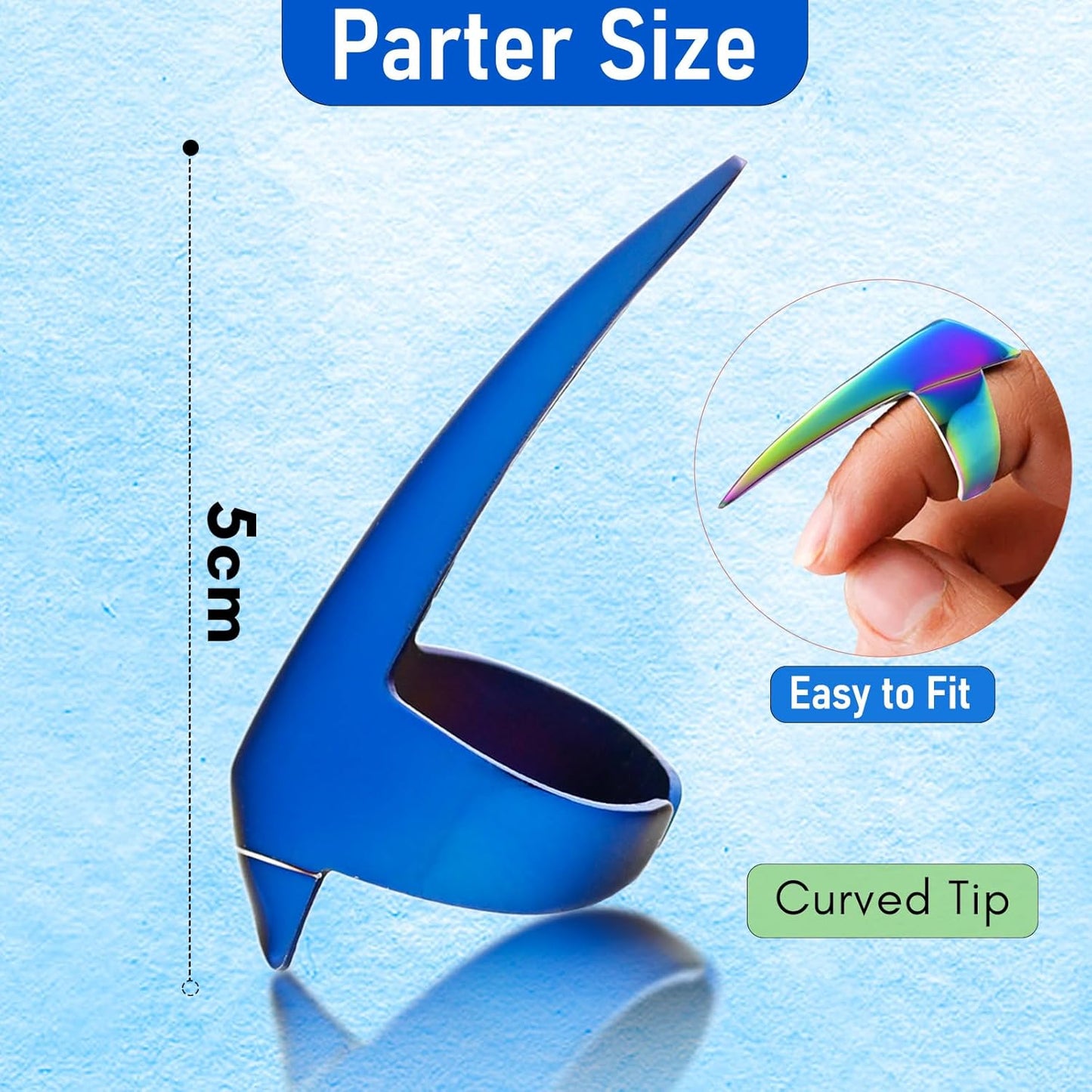 Quick Braid Aid Finger Parting & Sectioning Rings Set - Stainless Steel Stitch Braiding Tools for Durable Dreadlocks, Wig & Human Hair Loc Extensions Beader Tool (Blue Set)