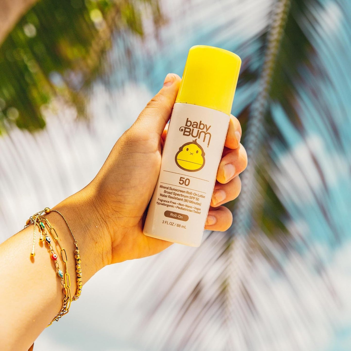 Sun Bum Baby Bum Mineral SPF 50 Roll-On Sunscreen - Vegan and Hawaii 104 Act Compliant (Without Octinoxate & Oxybenzone) - Broad Spectrum Moisturizing UVA/UVB - Travel Size - 3 oz