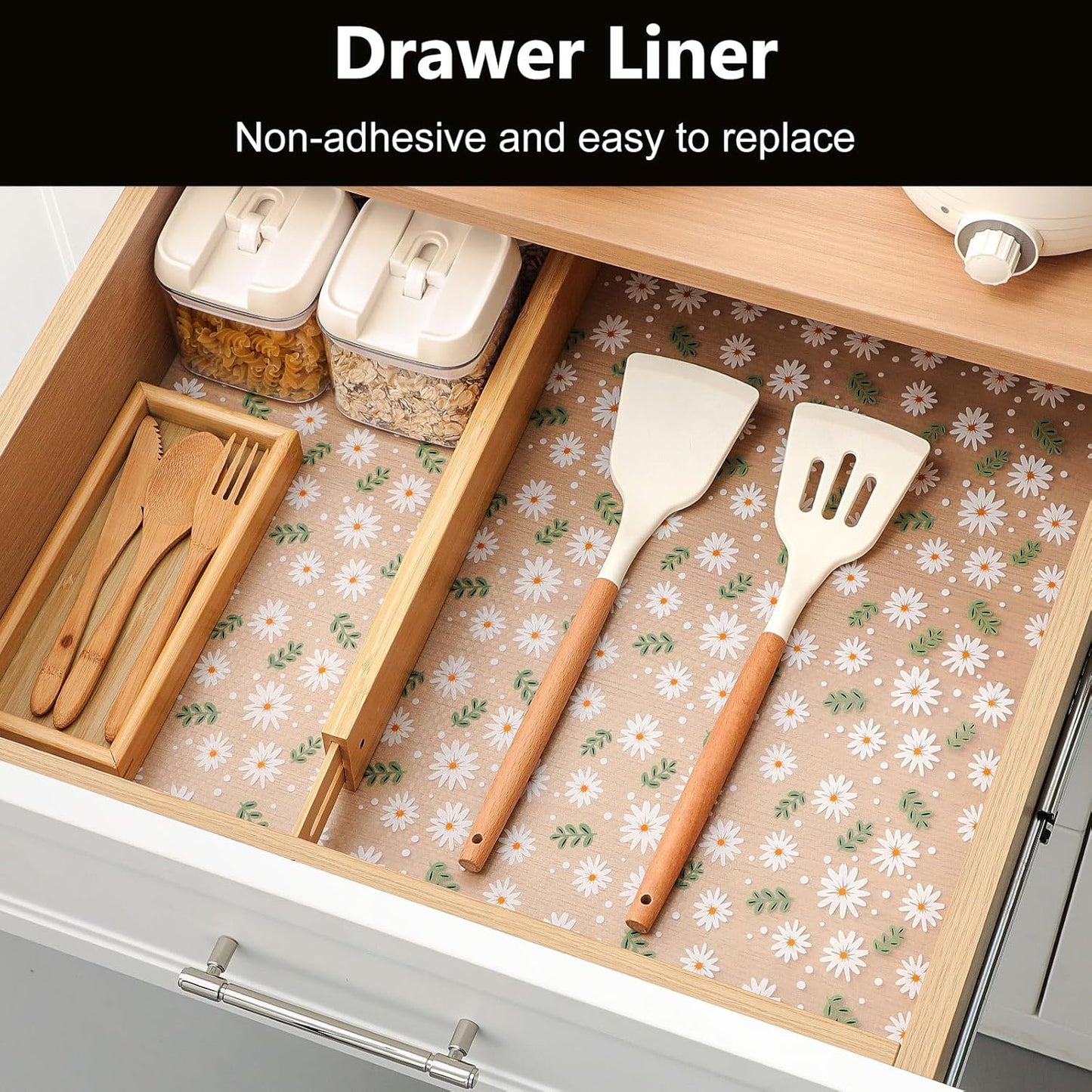 INNOLITES Kitchen Cabinet Shelf Liner | Non-Adhesive Refrigerator & Drawer Liner | Waterproof, Oil-Proof EVA with Floral Pattern | Easy to Cut & BPA-Free (11.8" x 236")