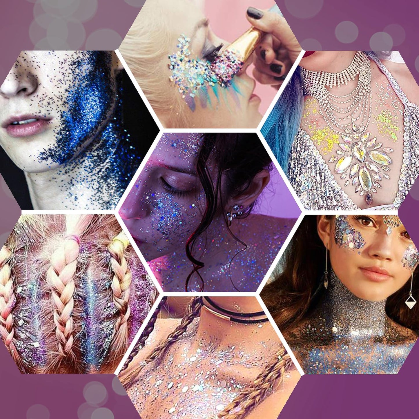 JASSINS 2PCS Body Glitter, 100ml Christmas Face Glitter for Women Girls Kids, Glitter Gel Makeup Tween Gifts, Singer Concerts Festival Rave Accessories, Chunky Mermaid Sequins Glitter