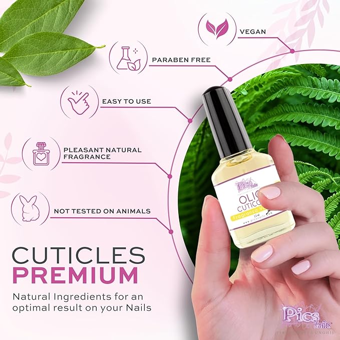 Pics Nails Professional Cuticle Oil - Vanilla Cuticle Softener for Nails & Cuticle Care - Nail Oil Cuticle Repair Treatment with Sunflower Seed Oil 12ML Cuticle Oil Bottle with Brush Applicator
