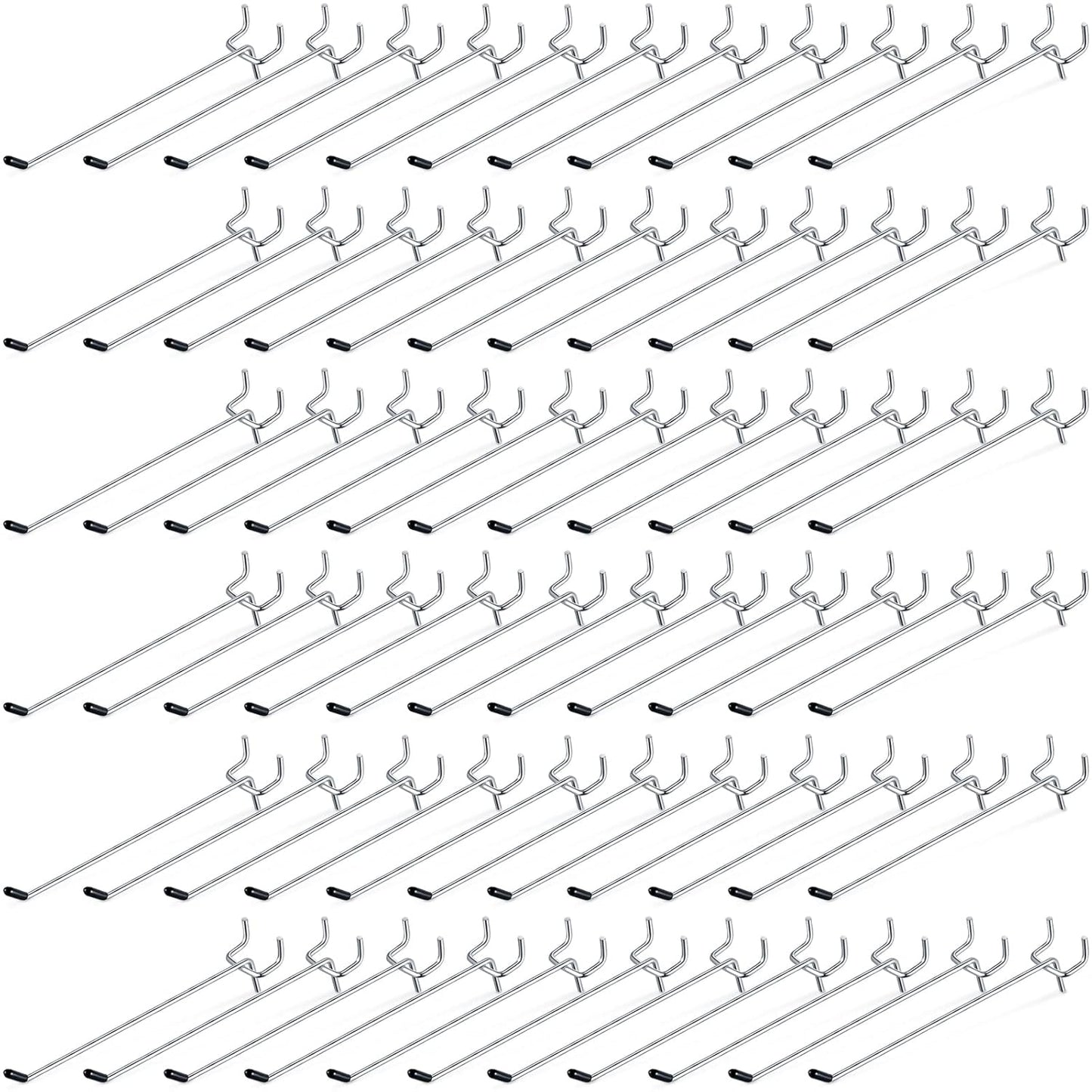 Moxweyeni 100 Pcs Pegboard Hooks Peg Board Organizer Accessories Holders Hanging Stainless Steel Display Wall Hooks for 1/8 and 1/4 Pegboard Wall for Garage Storage Tools(6 Inch)