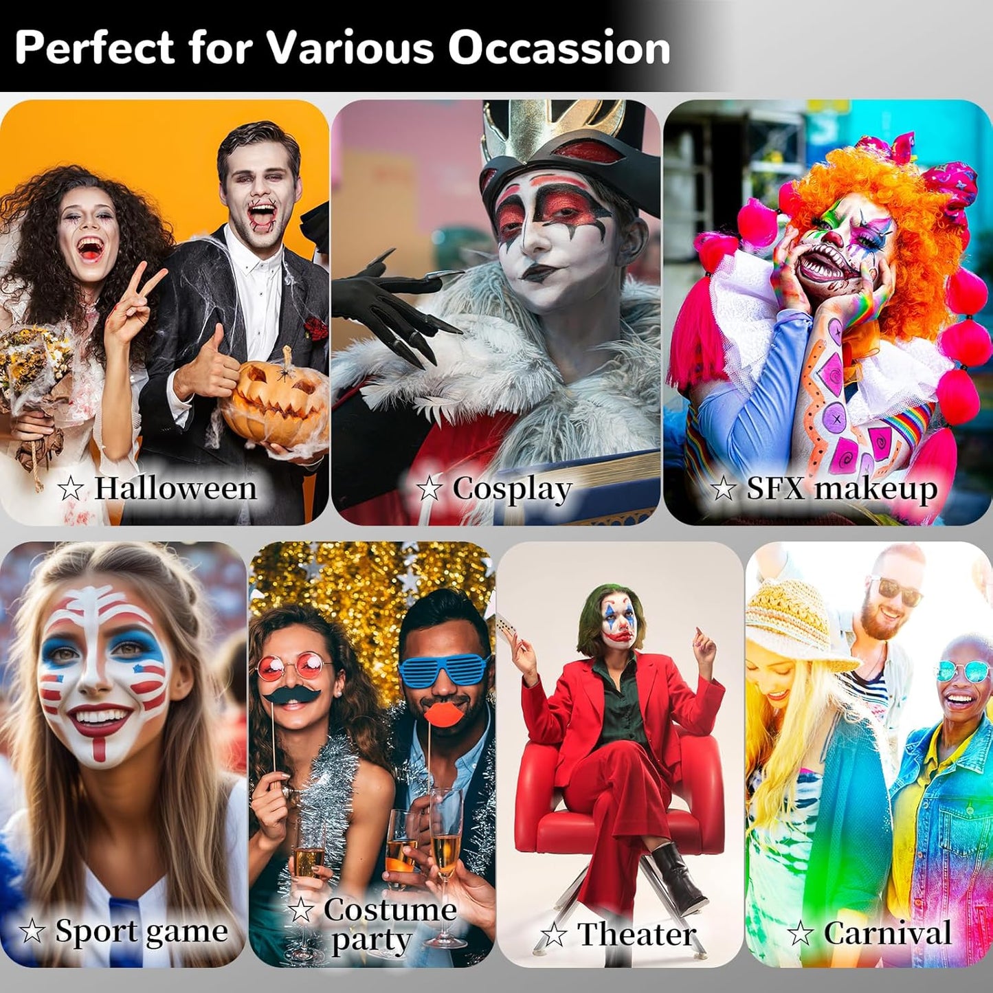 Blue Cream Face Body Painting Foundation, Professional Full-coverage Oil Based Blue Face Paint Halloween SFX for Corpse Bride Avatar Cosplay Makeup for Adult Carnival & Stage Performance