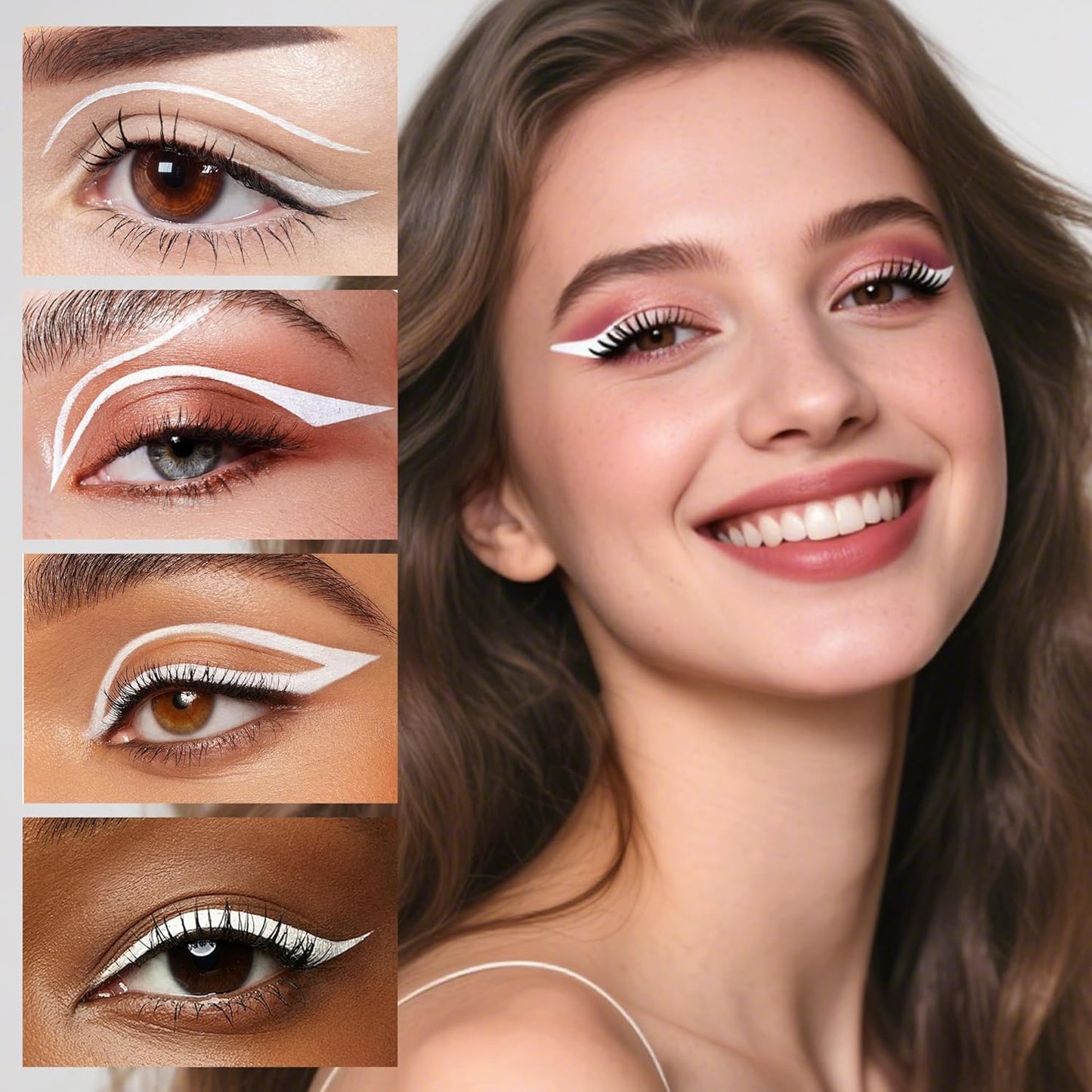 docolor Eyeliner, 2PCS White Liquid Eyeliner Waterproof Eye Liner Pen Super Slim Precise All Day White Eye Pencils Professional Makeup Liquid Eye Liner Pencil for Women