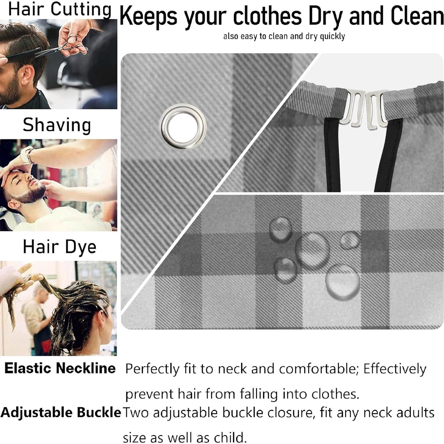 visesunny Barber Cape Tartan Seamless Print Polyester Hair Cutting Salon Cape Apron Anti-Static Haircut Water-Resistant Shaving Cloth Beard Shaving Bib Hairdressing Cape