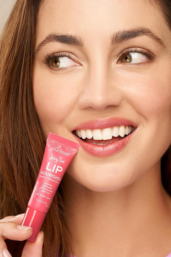 pürlisse Juicy Tint Moisturizing Tinted Lip Balm for Women - Hydrating Lip Treatment for Dry Cracked Lips - Enriched with Shea Butter & Jojoba Oil for Plumper Soft Lips - Sunset Shine (.38 oz)