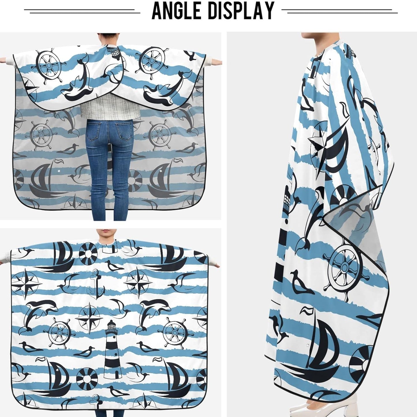 visesunny Barber Cape Sea Travel Polyester Hair Cutting Salon Cape Apron Anti-Static Haircut Water-Resistant Shaving Cloth Beard Shaving Bib Hairdressing Cape