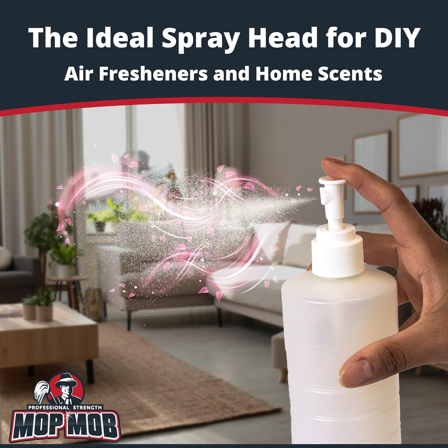 Leak Proof Fine Mist Spray Head 3 Pk. Plunger Sprayer Replacement Cap for Large Bottles, BPA-free 24/410 Thread Fingertip Pump Mister Top with 9.25 in. Tube for Home, Cleaning, Beauty + Hair Care