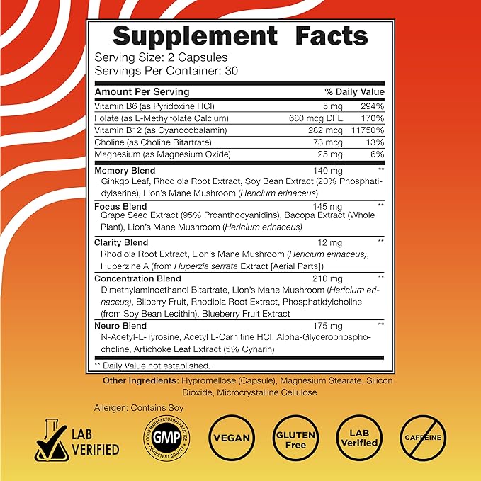 Vital Vitamins Brain Booster Plus + Biotin Complex Capsules