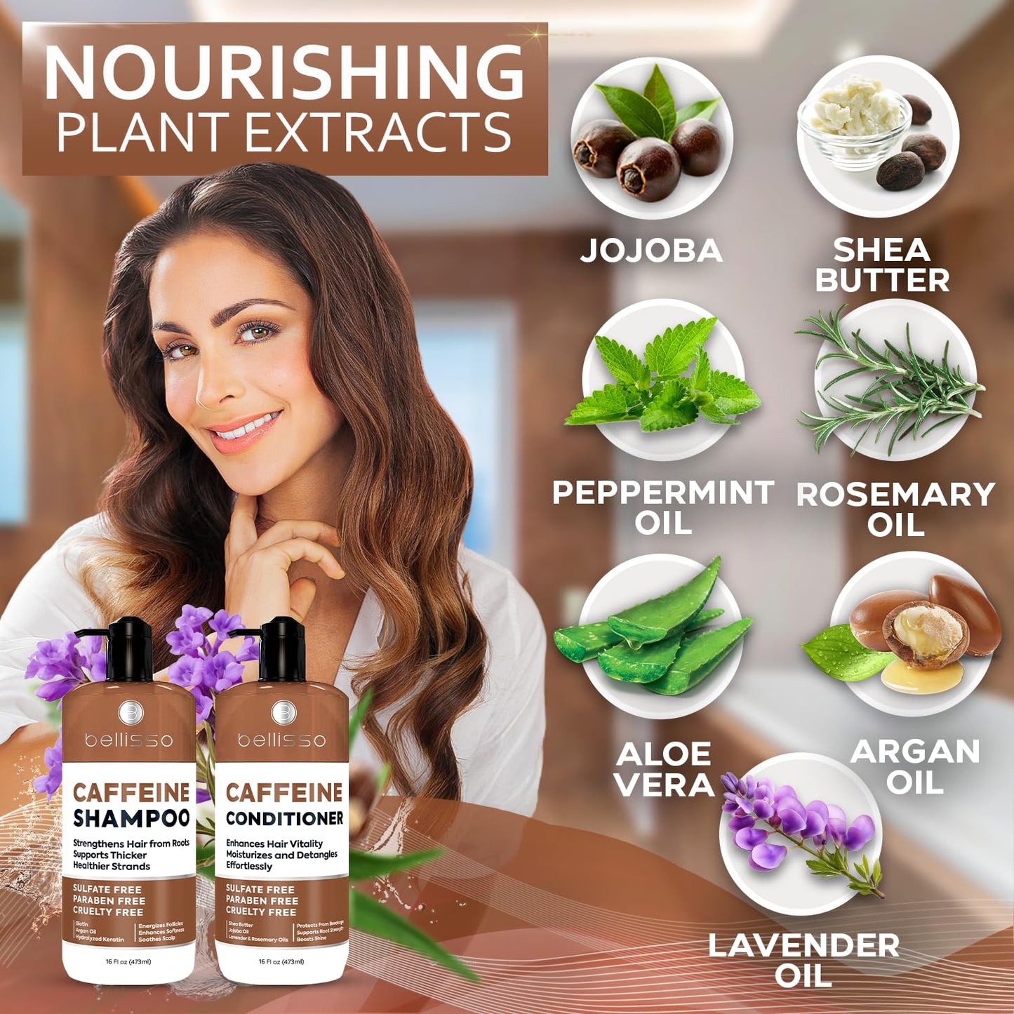 Caffeine Shampoo and Conditioner Set - Volumizing Products for Women and Men - Thickening, Volume Boosting Formula for Thinning and Fine Hair - Sulfate Free, No Parabens - Hydrating, Salon Grade