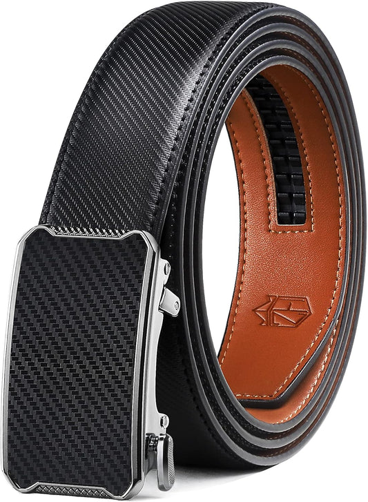 Zitahli Belt Men, Ratchet Belt Dress with 1 3/8" Premium Leather,Slide Belt with Easier Adjustable Automatic Buckle