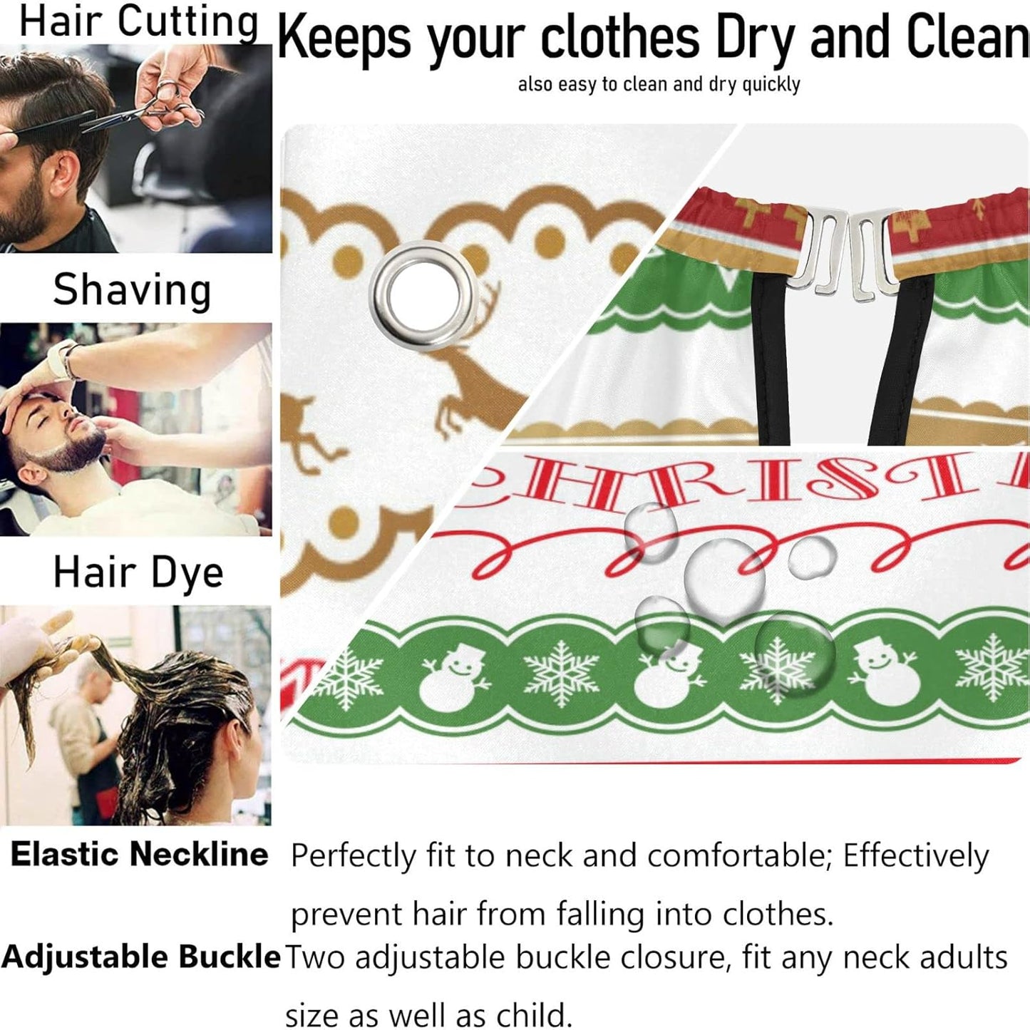 visesunny Barber Cape Christmas Pattern Polyester Hair Cutting Salon Cape Apron Anti-Static Haircut Water-Resistant Shaving Cloth Beard Shaving Bib Hairdressing Cape