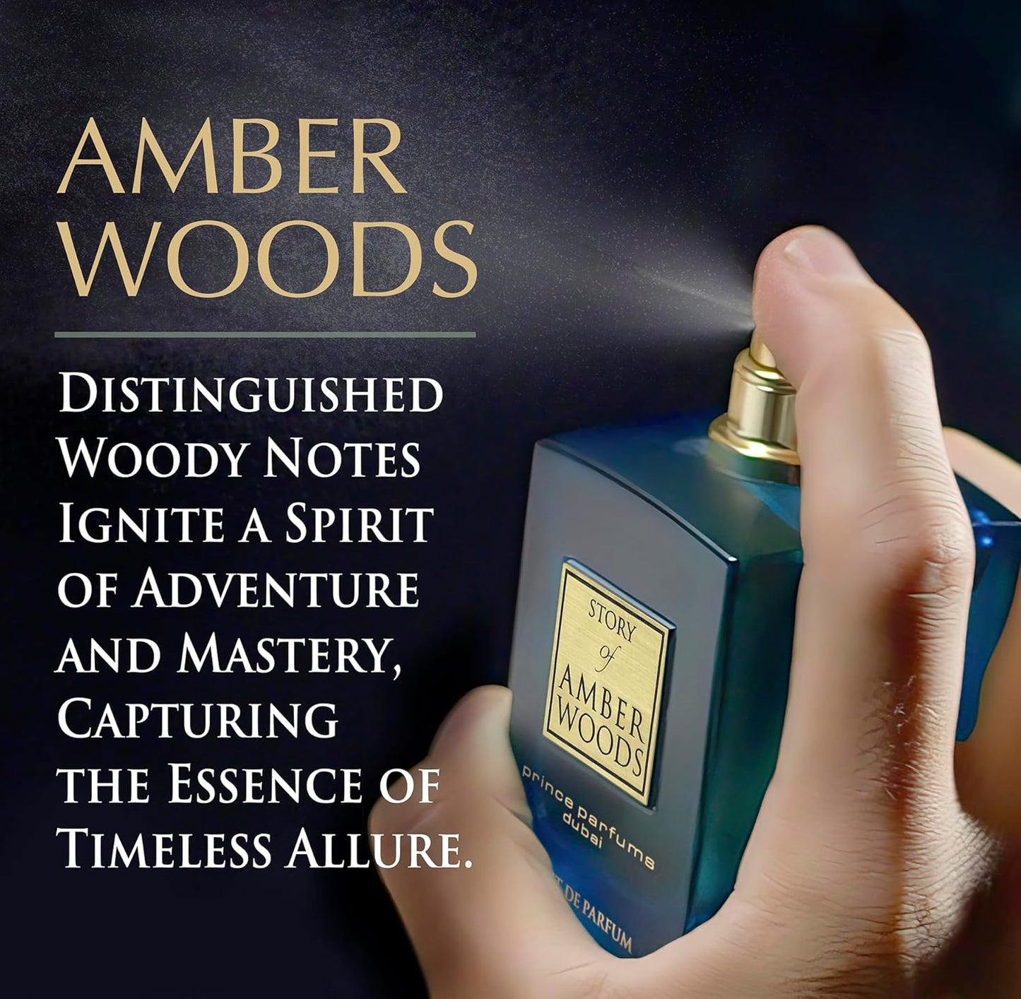Prince Parfums Dubai - The Story of Amber Woods - 3.4 Ounces - Exquisite Men's Extrait de Parfum - Rich, Luxurious Scent of Amber, Cedar, Vetiver for the Modern Man - Depth, Warmth & Mastery