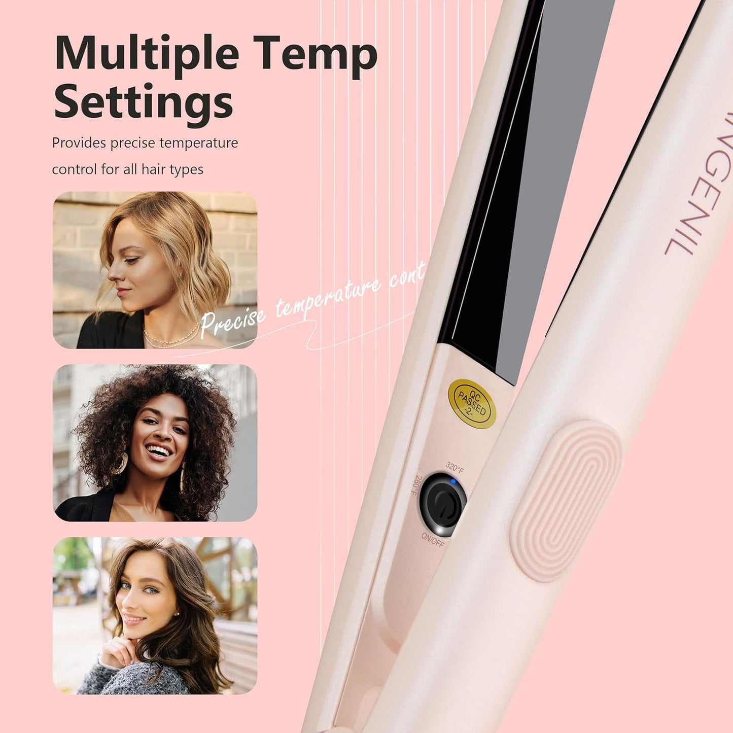 ANGENIL Pro Mini Flat Iron for Short Hair, Dual Voltage Mini Hair Straightener, Small Flat Iron 0.7 Inch, Travel Size Anti Scalding Silicone Hair Straightener, Suitable for Short Hair, Bangs, and Fine