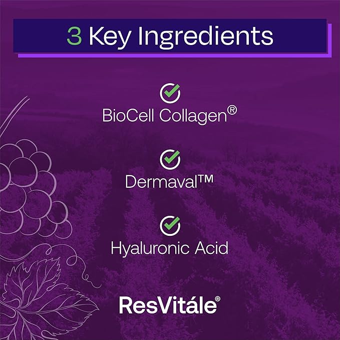 ResVitale Ultra Collagen Enhance - Skin Care Supplement with Resveratrol - 90 Veggie Capsules