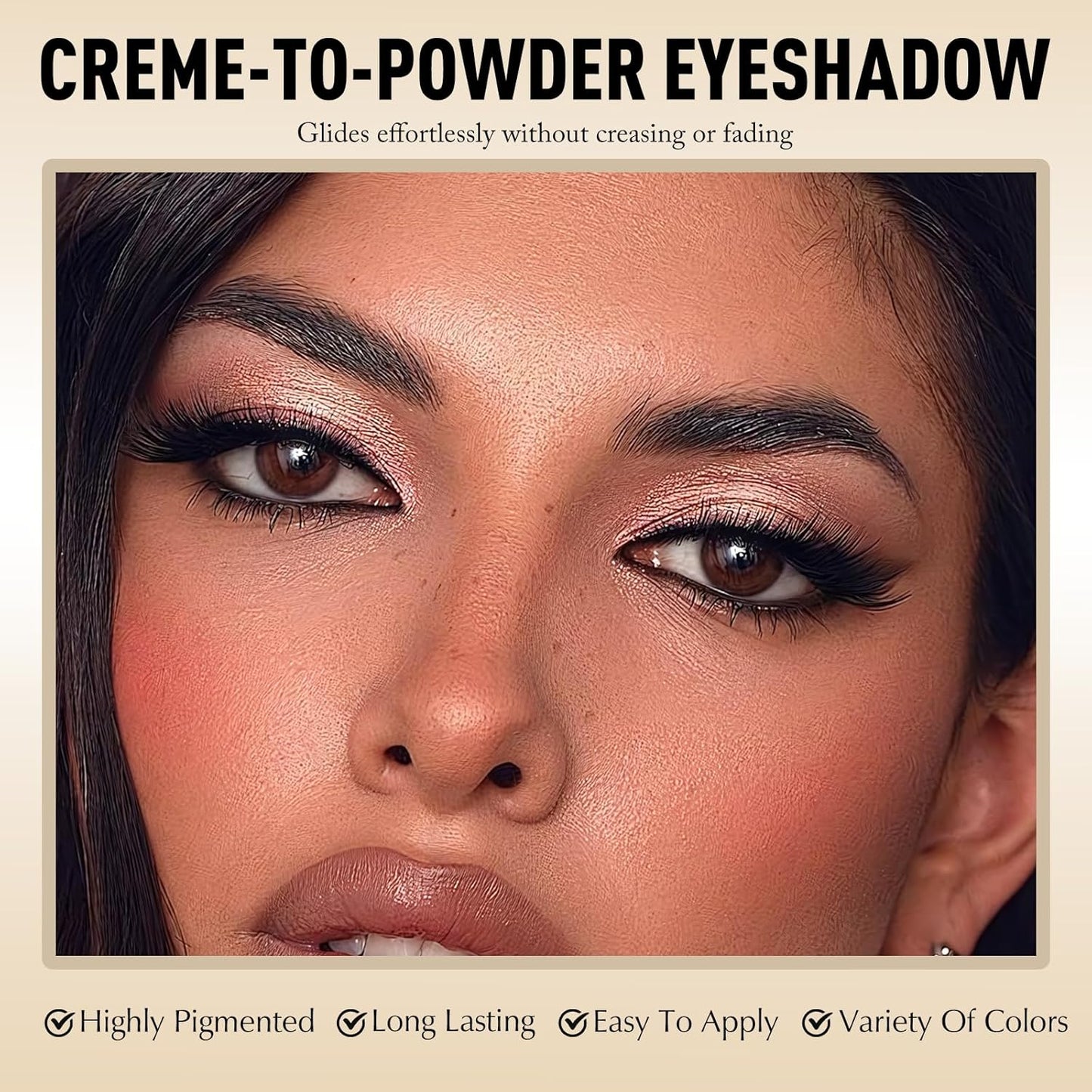 Glitter Eyeshadow Stick - Rose Gold Shimmer Long Lasting Cream Eye Shadow Pencil Crayon Buildable Sparkling Face Highlighter Makeup, Lightweight Waterproof & Smudge Proof for Easy Application