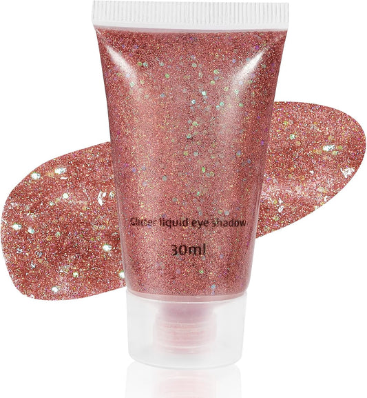Mysense Rose Gold Body Glitter Gel, Singer Concerts Glitter Makeup, Music Festival Rave Face Eye Hair Accessories, Chunky Glitter Mermaid Sequins, Sparkling Paint for Women, 30g