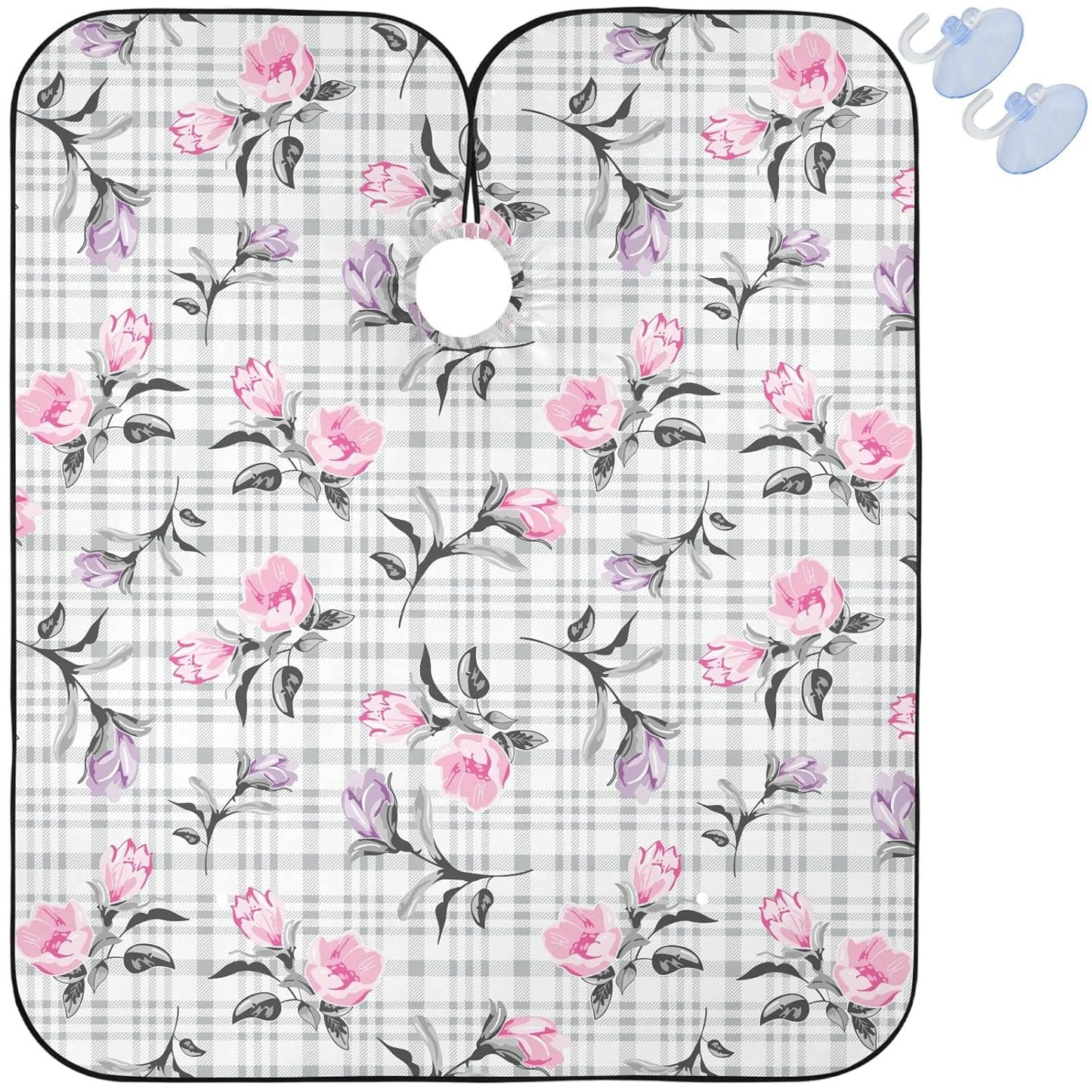 visesunny Barber Cape Beautiful Flowers Pattern Polyester Hair Cutting Salon Cape Apron Anti-Static Haircut Water-Resistant Shaving Cloth Beard Shaving Bib Hairdressing Cape