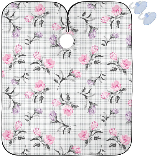 visesunny Barber Cape Beautiful Flowers Pattern Polyester Hair Cutting Salon Cape Apron Anti-Static Haircut Water-Resistant Shaving Cloth Beard Shaving Bib Hairdressing Cape