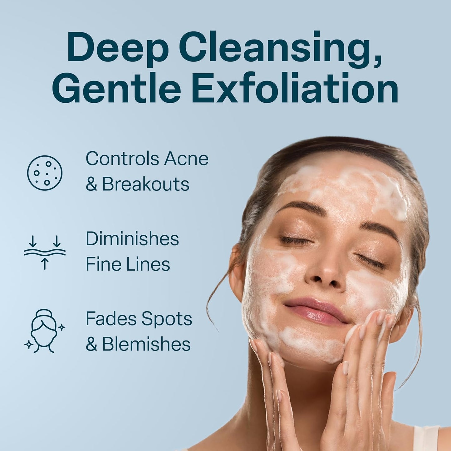 QRxLabs Glycolic Acid Face Wash Gel Cleanser - 6 fl oz - Exfoliating Facial Cleanser & Ingrown Hair Treatment for Blemish-Prone Skin