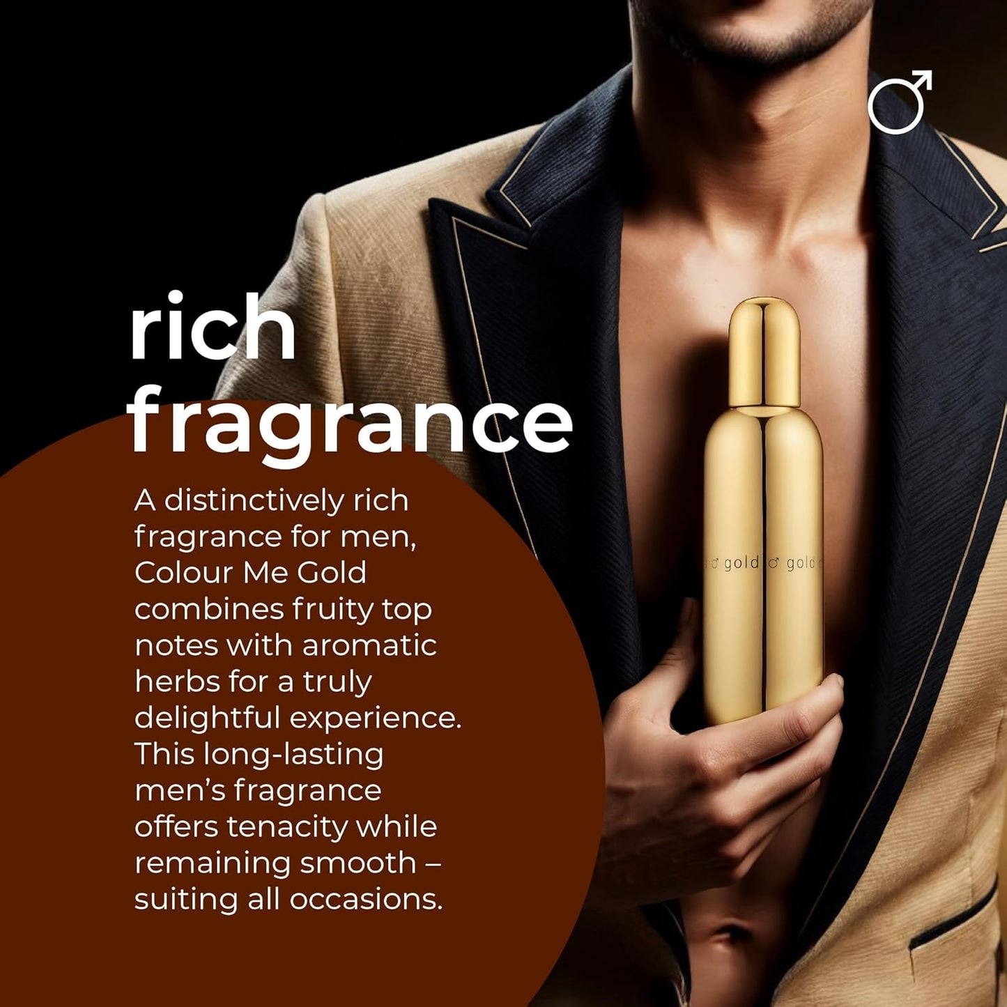 COLOUR ME Milton-Lloyd Gold Homme - Cologne for Men - Oriental Parfume for Men - Spicy, Amber Parfume - Mens Cologne - Long Lasting Parfume - 3 oz.