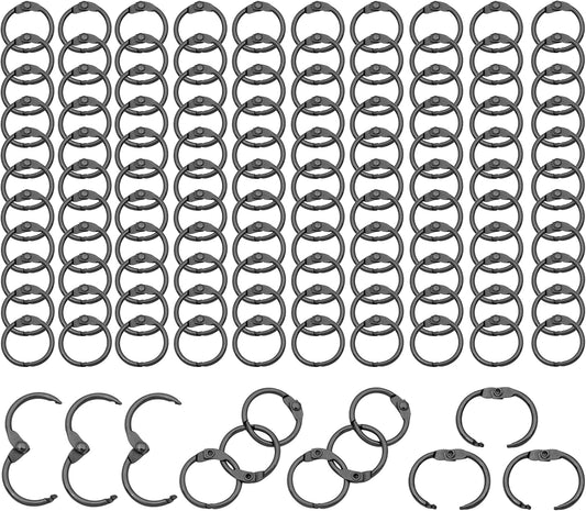 Loose Leaf Binder Rings Inner Dia: 0.65 inch(16mm) 100pcs Metal Gun Black Book Binder Rings Paper Rings Clips Key Rings Index Cards Rings Great for Home School Office