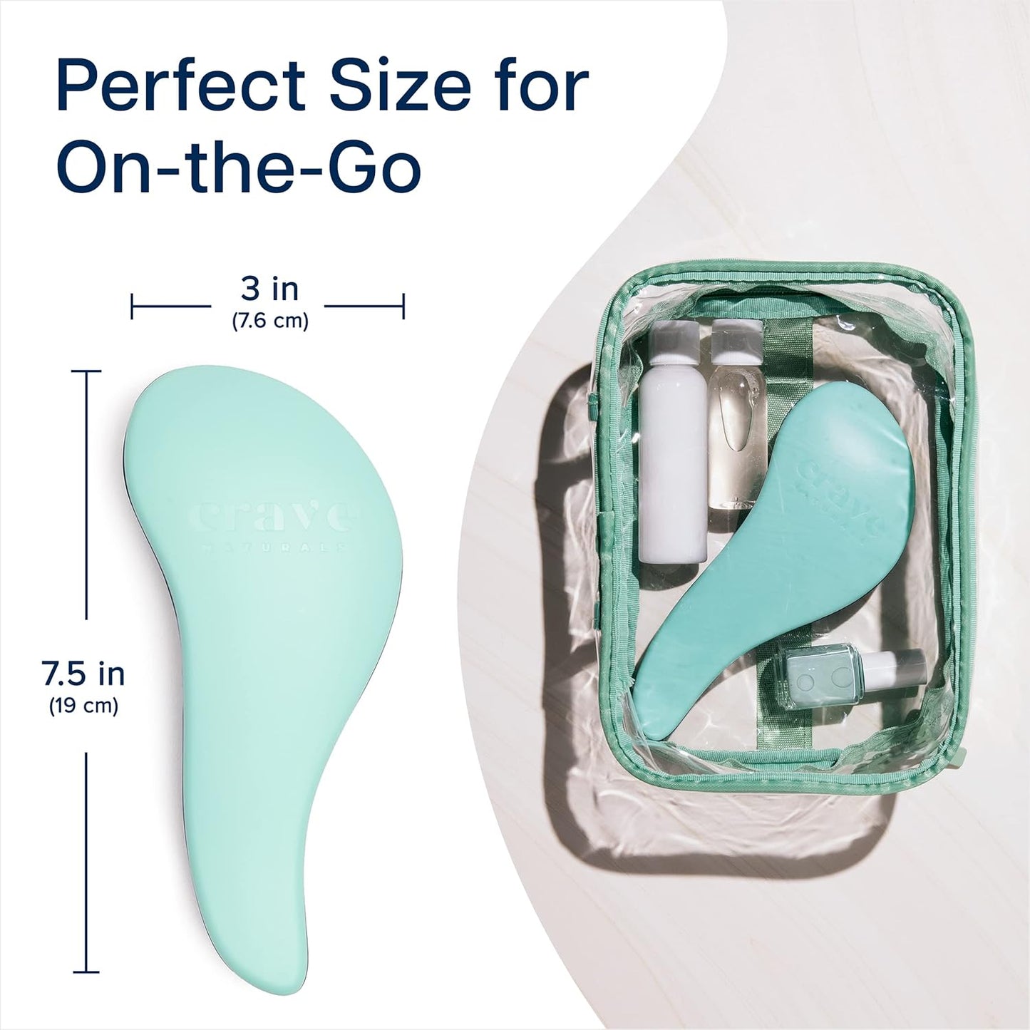 Crave Naturals Glide Thru Detangling Hairbrush That Glides Through Tangles for Wet, Dry and Damaged Hair - Gentle Detangler Styling Tool for Adults, Kids, Men and Women - 7.5 x 3 in, Turquoise