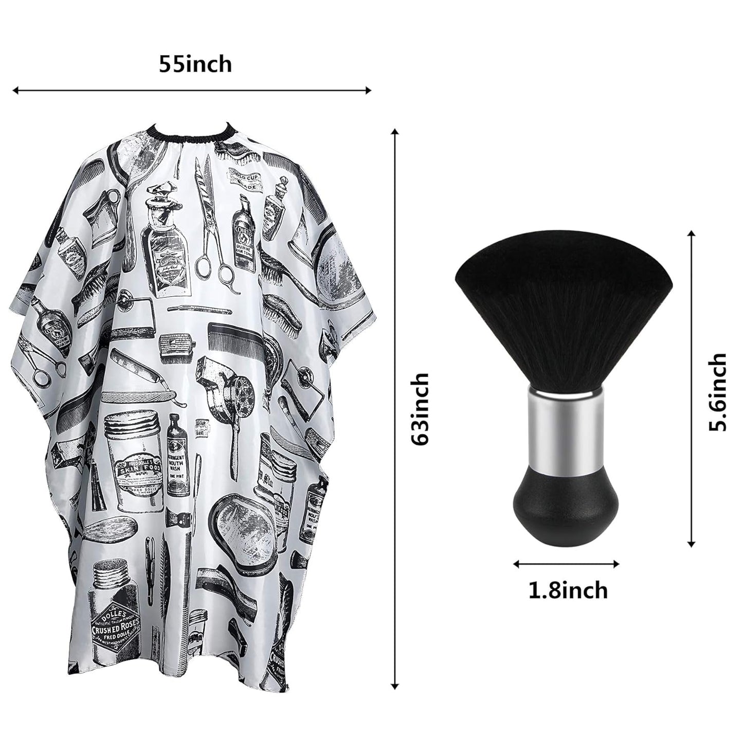 FEBSNOW Professional Hair Cutting Cape with Neck Duster Brush, Salon Barber Cape, Hair Cutting Accessories (White Floral Print)