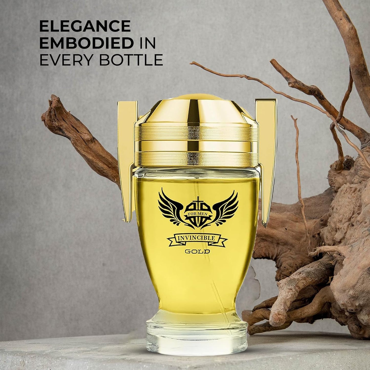 Invincible Gold Men's Cologne–Bold & Sophisticated Scent Eau de Toilette With Citrus, Spice, And Woody Notes Natural Spray Fragrance 3.4Fl Oz