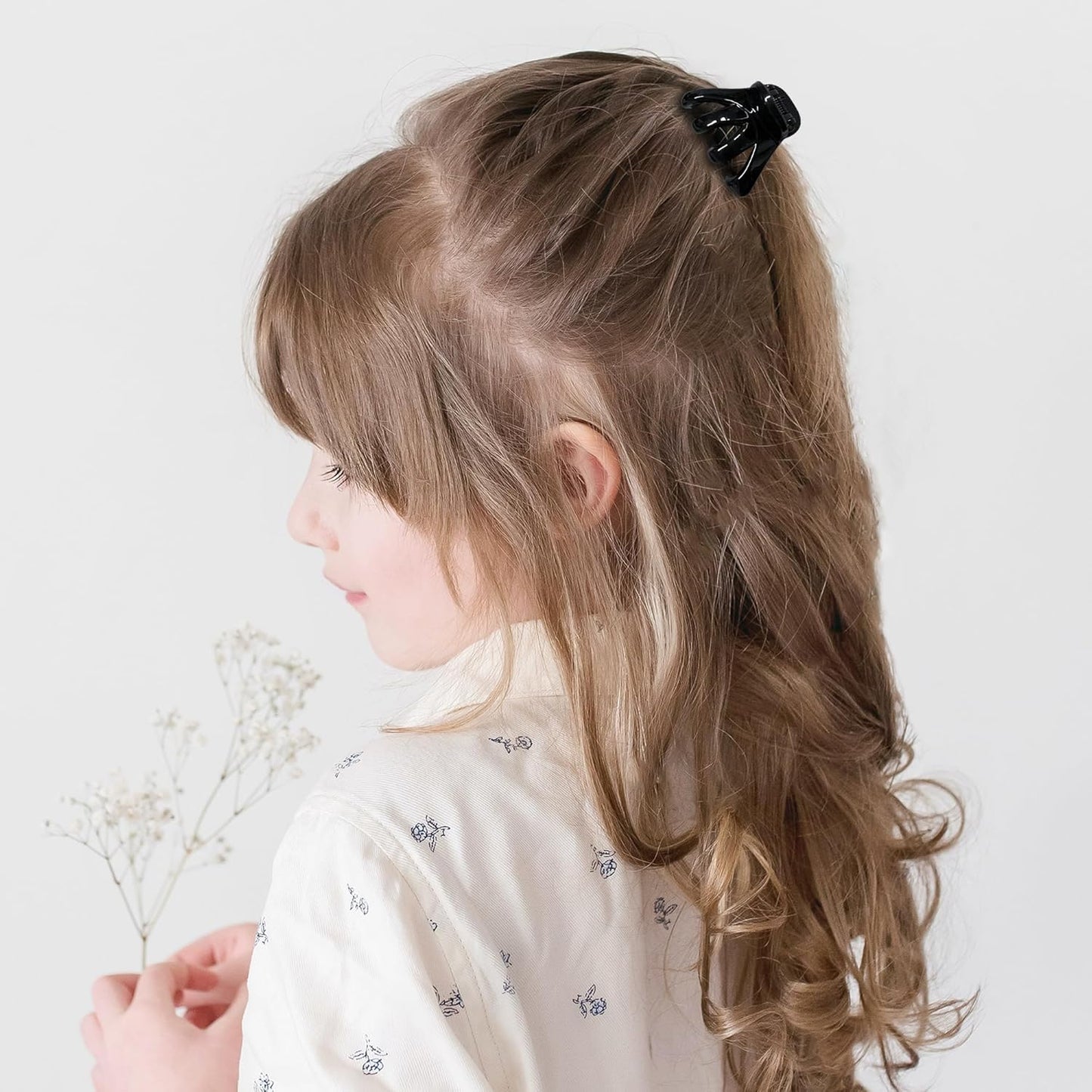 4cm Black Octopus Claw Clips Strong Grip Small Medium Hair Clips With Teeth Non-slips Medium Flat Round Hair Claw Clips for Women and Girls Thin toThick Hair Holder Pony, Half Bun, Styling.