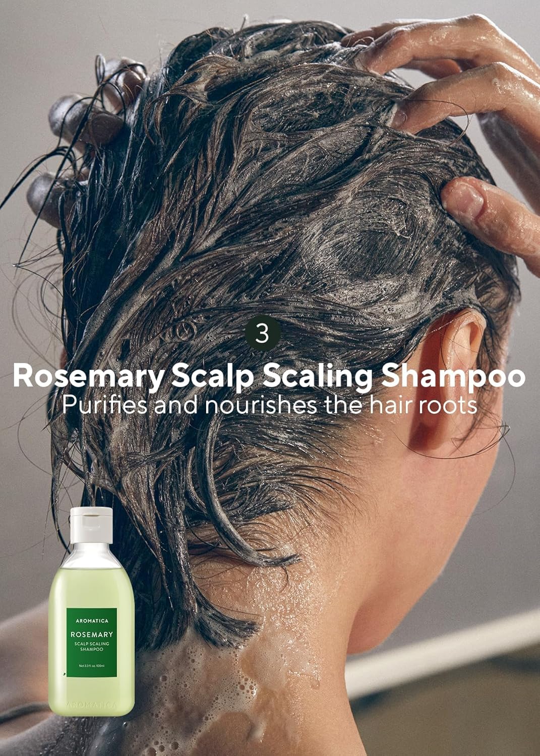 AROMATICA Rosemary Scalp Scaling Trial Kit - Travel Size Korean Hair Care Kit for Women with Mini Wooden Brush, Gentle Exfoliating Scalp Care for Hair Growth Product, with Rosemary Oil & Vegan Formula