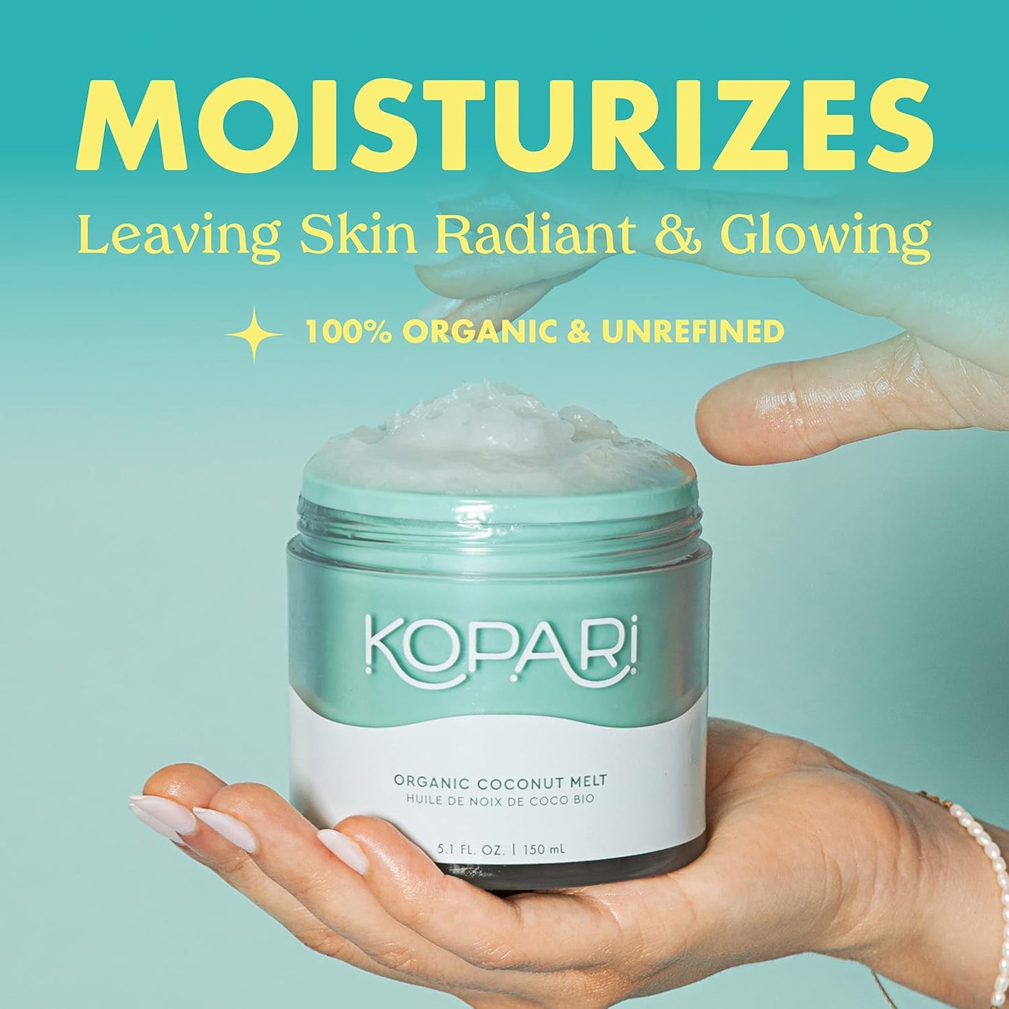 Kopari Organic Coconut Melt | Multi Purpose Skin Moisturizer, 100% Unrefined Coconut Oil Skin Care For Body, Hair, Face | Vegan, Cruelty Free, Paraben & Sulfate Free | 5.1 Oz