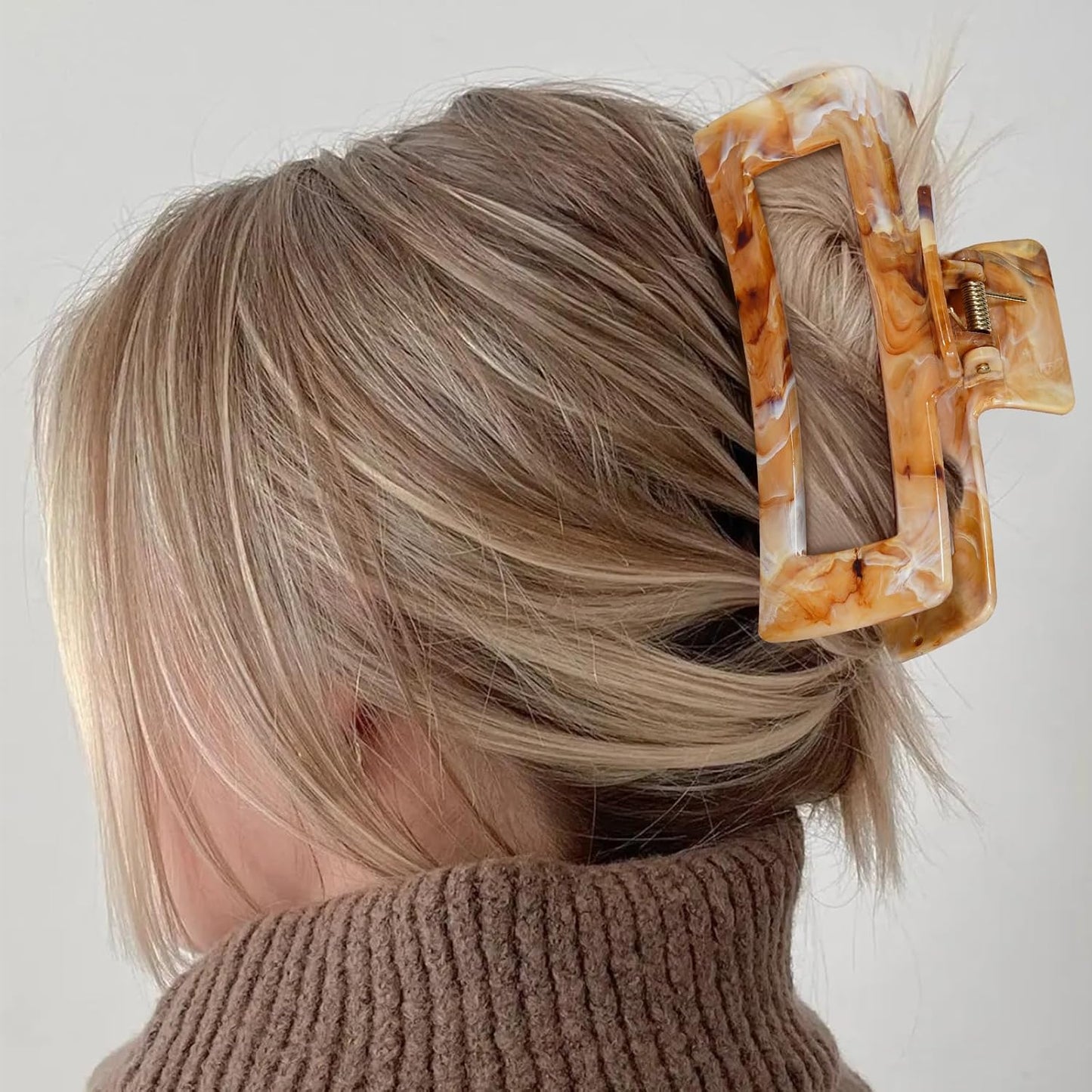 3Pcs Hair Claw Clips for Women, 5 Inch Non slip Large Claw Clip, Reference Ink Painting Design, Ideal for Home Party and Work Styling, Hair Accessories for Girls Gift (Brown Gray Purple)