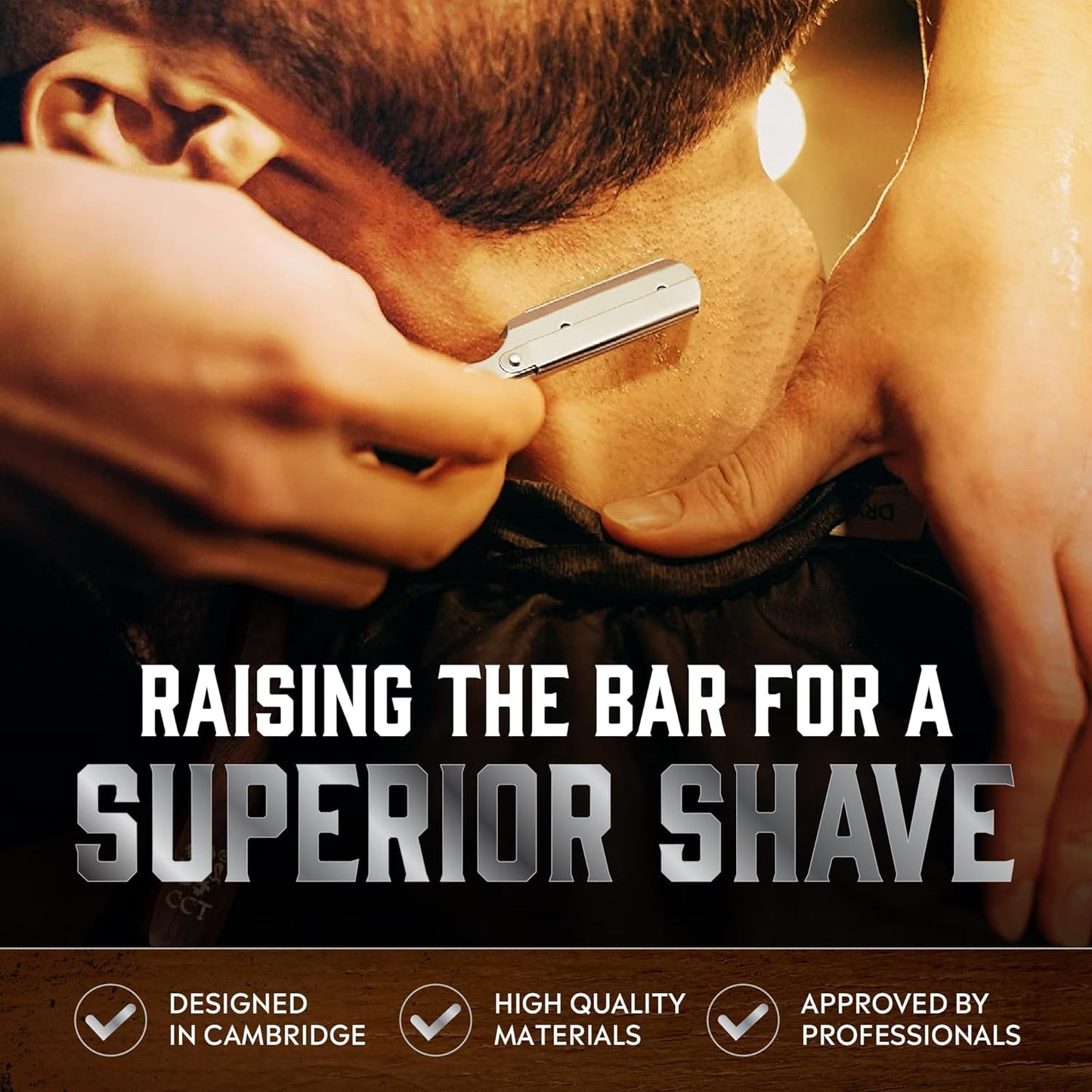 The Cambridge Cutthroat® Cut Throat Razor Kit with Blades & Travel Pouch - Missanda Hardwood & Stainless Steel Professional Barber Shaver Men - Straight Edge Moustache & Beard Shaper