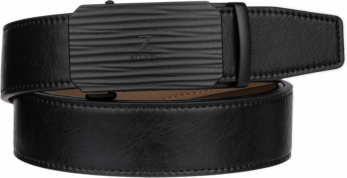 Zitahli Belt Men, Ratchet Belt Dress with 1 3/8" Premium Leather,Slide Belt with Easier Adjustable Automatic Buckle