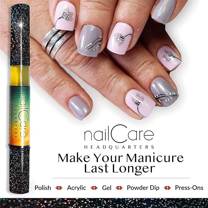 Cuticle Oil Pen for Nails - Nail Strengthener & Growth Nail Oil Serum for Damaged Nails, Hangnails w/Jojoba cuticle oil—Cucumber Melon Fragrance - Holographic Glitter Pens 4-Pack